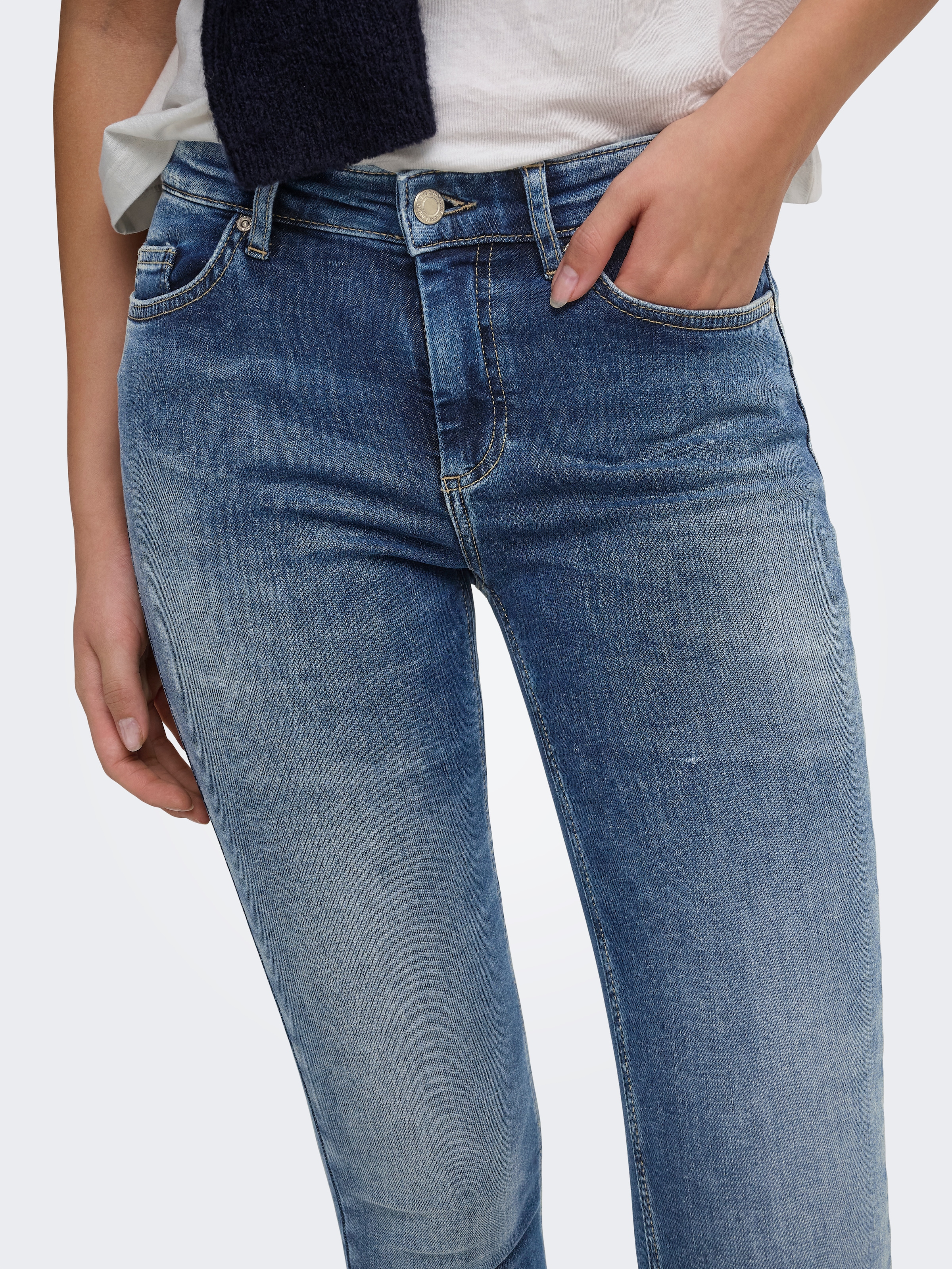ONLY Skinny-fit-Jeans »ONLBLUSH MID SK ANK RW DNM DOT622 NOOS« Baumwollmischung, skinny fit