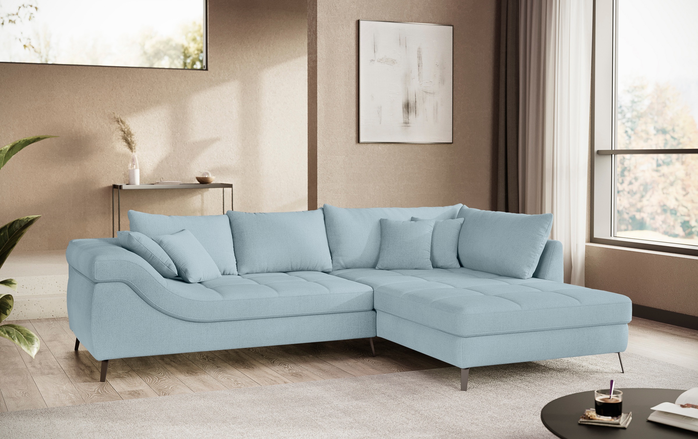 Mr. Couch Ecksofa »Portofino L-Form«, 4 Bezugsqualitäten, 13,5 cm hohe Meta günstig online kaufen