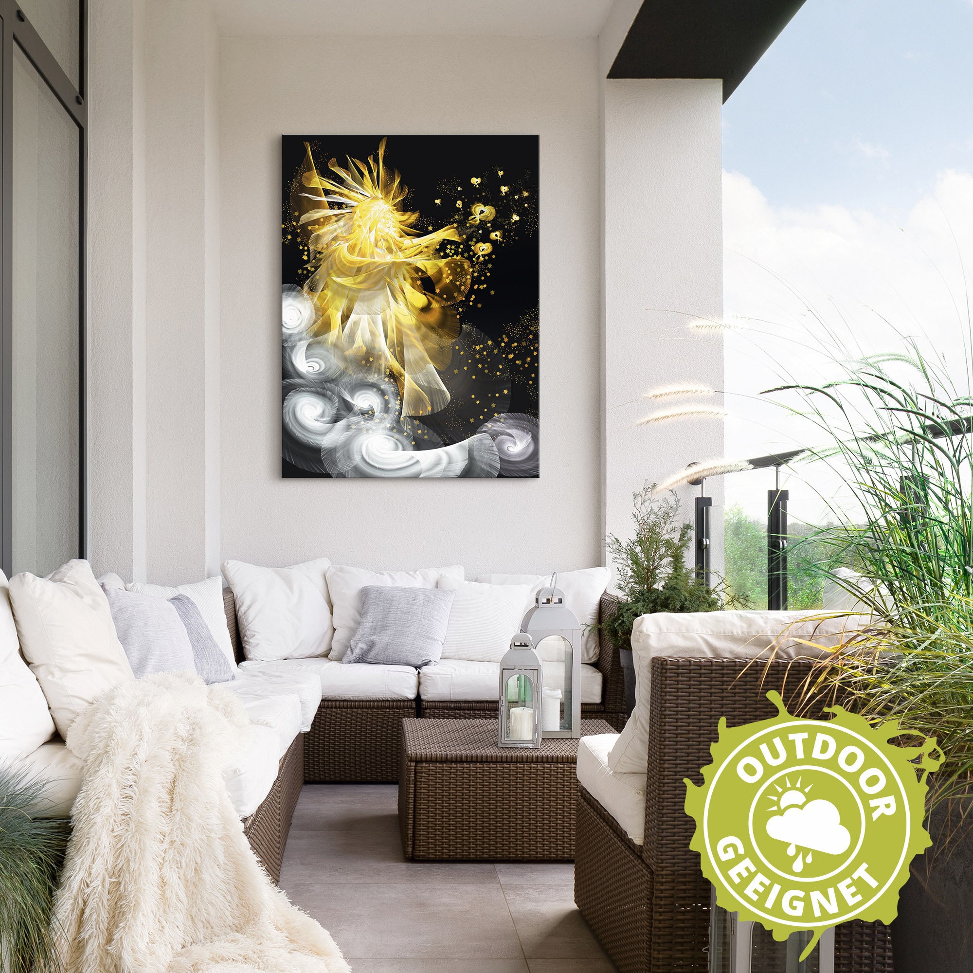 Artland Alu-Dibond-Druck »Goldener Schutzengel«, klassische Fantasie, (1 St.), für Innen- und Außenbereich geeignet, Outdoorbild