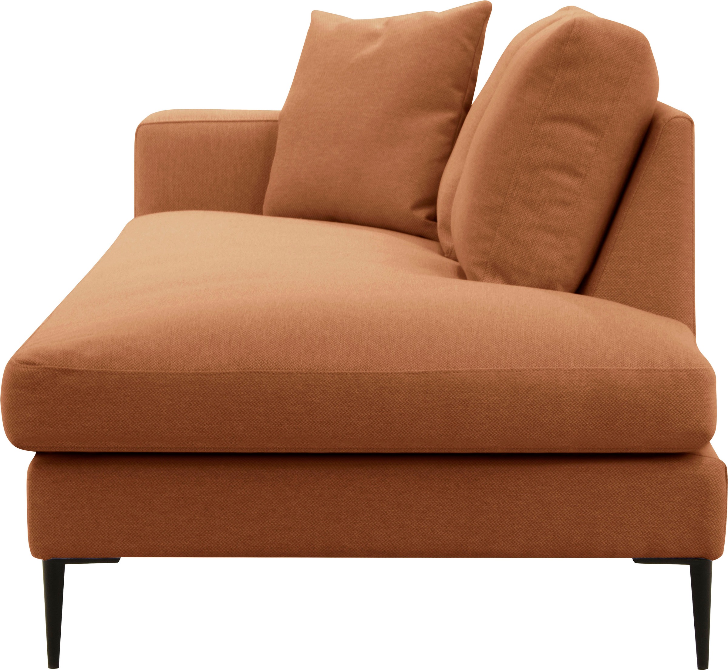 Leonique Recamiere »Cozy Chaiselongue, Maße B/T/H: 195/97/80 cm«, mit losen Kissen und Metallbeinen, Armlehne links oder rechts wählbar