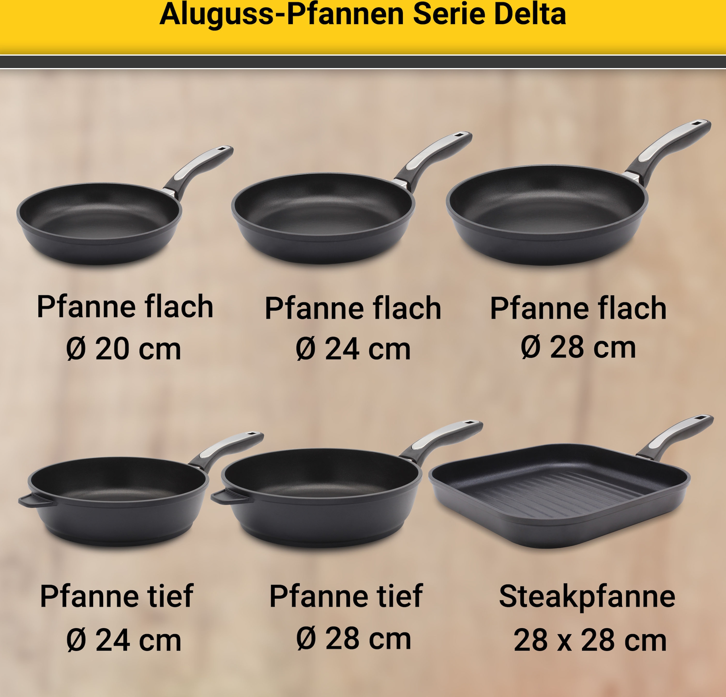 Krüger Bratpfanne »Aluguss Pfanne flach DELTA«, Aluminiumguss, (1 tlg.), für Induktions-Kochfelder geeignet