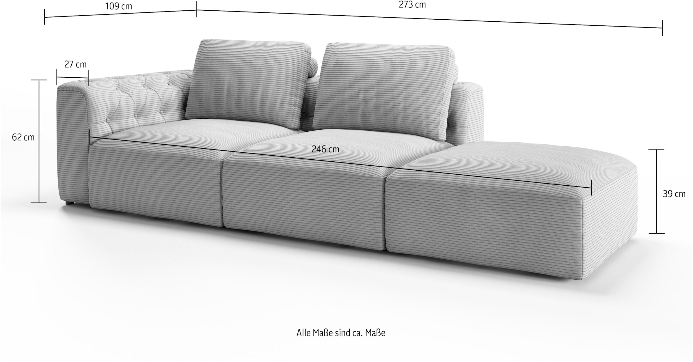 Rechnung aus bestellen RAUM.ID Modul-Sofa, 2-Sitzer Chaiselongue auf Hocker und »Cushid«, bestehend