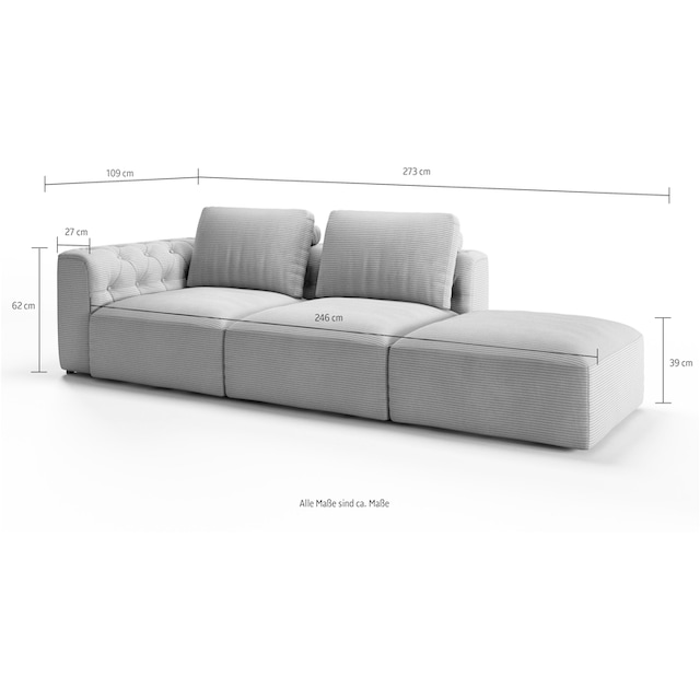 RAUM.ID Chaiselongue »Cushid«, Modul-Sofa, bestehend aus 2-Sitzer und  Hocker auf Rechnung bestellen