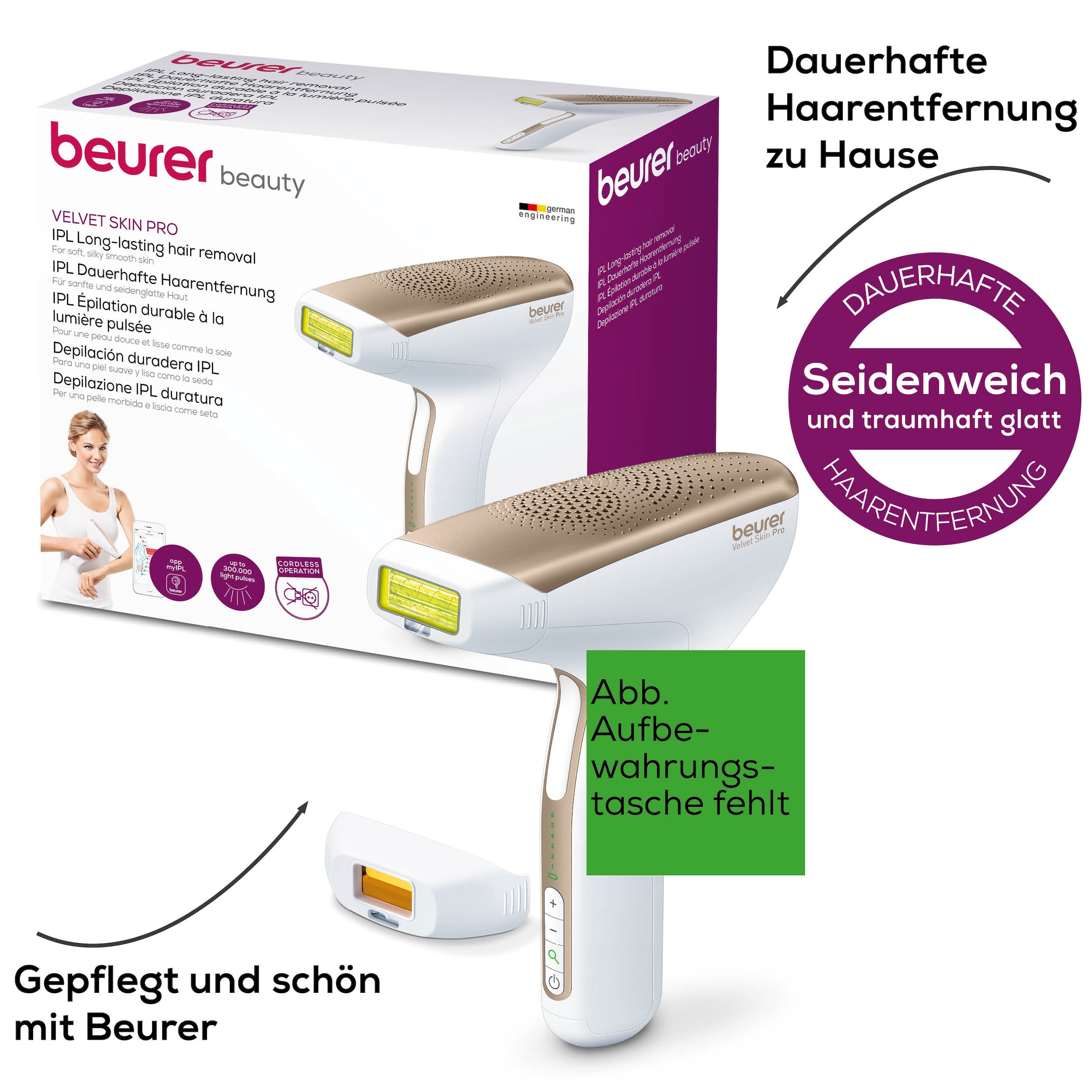 BEURER IPL-Haarentferner »IPL 8500 für langanhaltende Haarentfernung durch Lichttechnologie«, 300000 Lichtimpulse, Kraftvolles Akkugerät für eine flexible, kabellose Anwendung