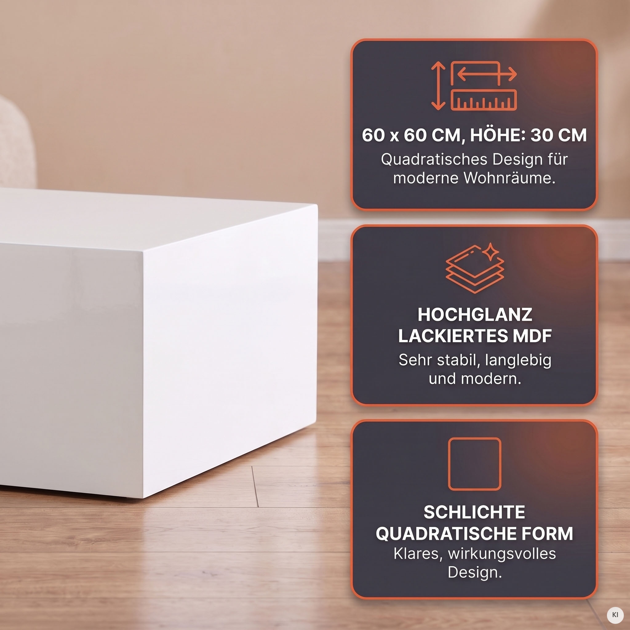 SalesFever Couchtisch Ultramoderner Hochglanztisch mit Lounge-Charakter und pflegeleichter O