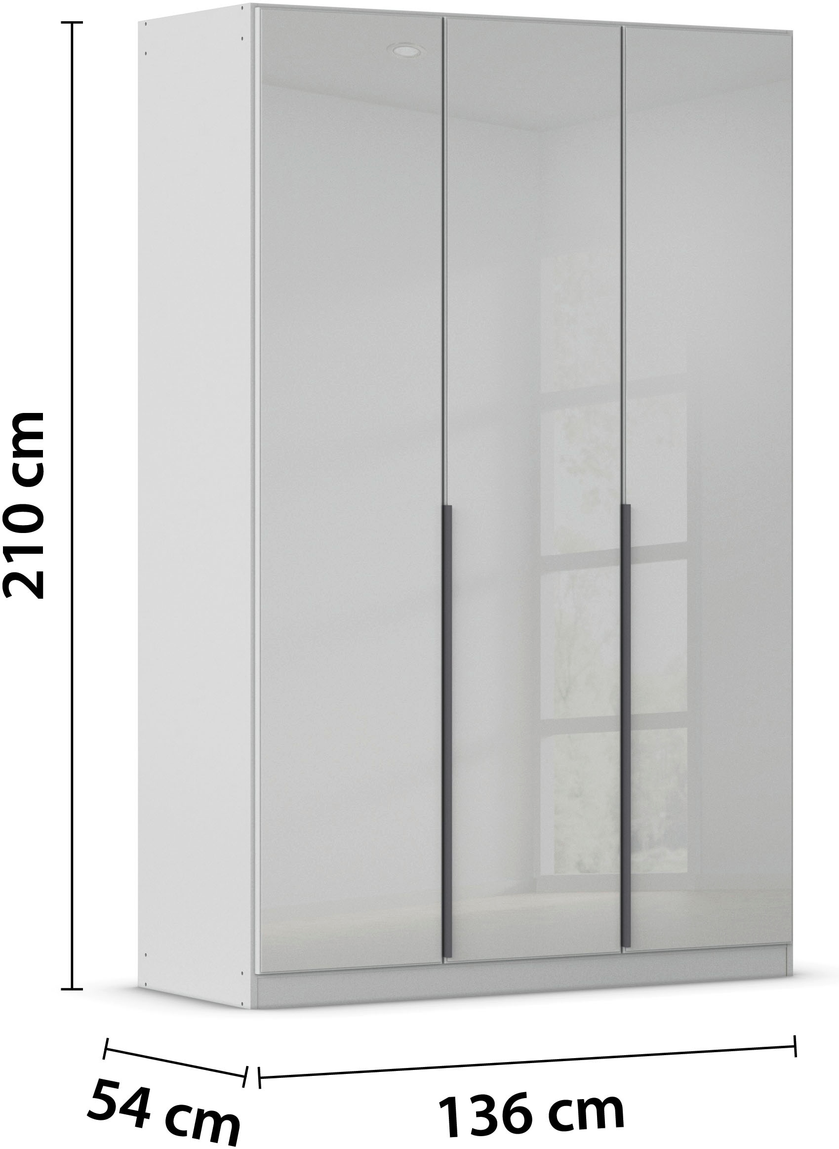 rauch Drehtürenschrank »Kleiderschrank Kleiderschränke Schrank Garderobe AGORDO mit Glasfront«, (in zwei Griff-Farben), durchdachte Innenausstattung, in 6 Breiten und 2 Höhen MADE IN GERMANY