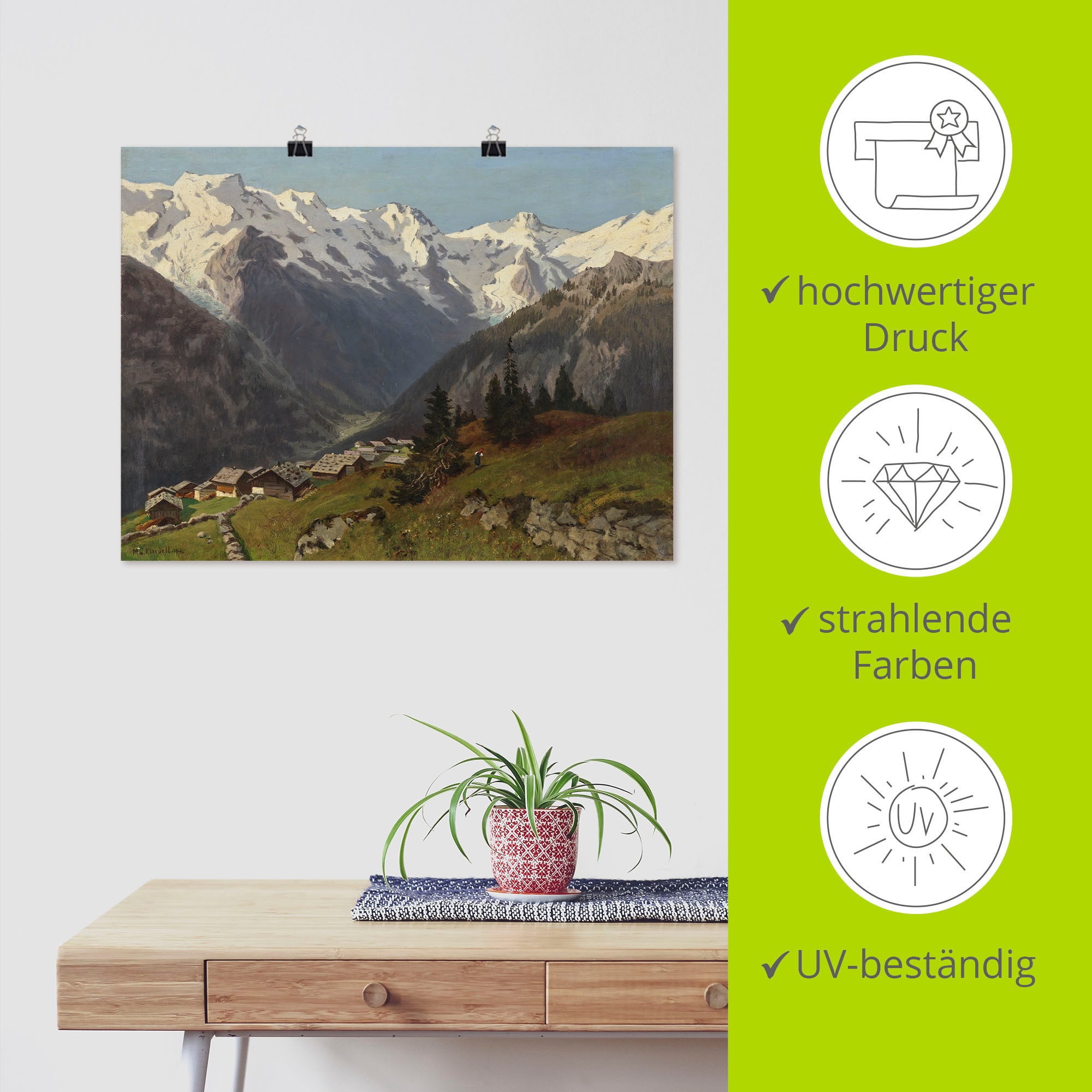 Artland Kunstdruck »Mürren im Berner Oberland, Schweiz. 1913«, Berge & Alpenbilder, (1 St.), als Alubild, Leinwandbild, Wandaufkleber oder Poster in versch. Größen