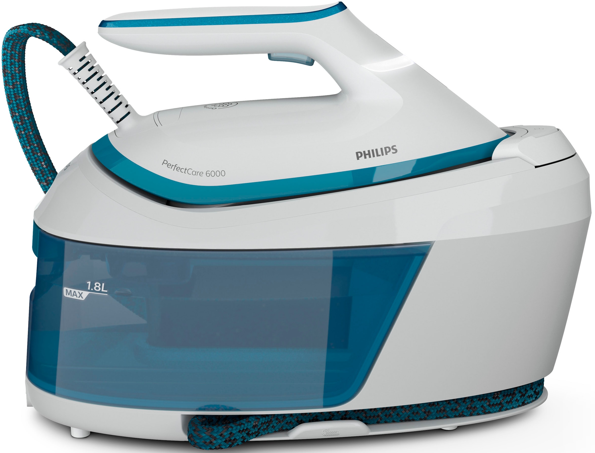 PHILIPS Dampfbügelstation »PerfectCare 6000 Series PSG6022/20« 1.800 ml Wassertank OptimalTEMP, 500 g Dampfstoß blau/weiß