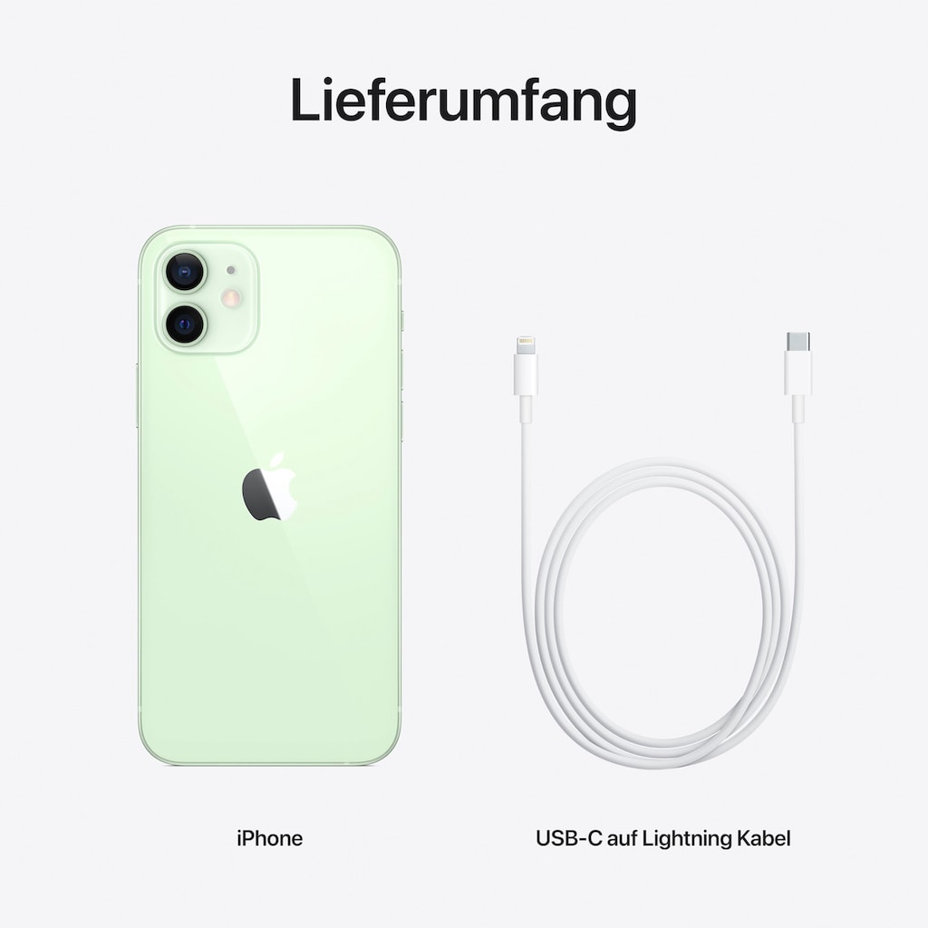 Apple Smartphone »iPhone 12 64GB«, grün, 15,5 cm/6,1 Zoll, 64 GB Speicherplatz, 12 MP Kamera, ohne Strom Adapter und Kopfhörer, kompatibel mit AirPods, Earpods