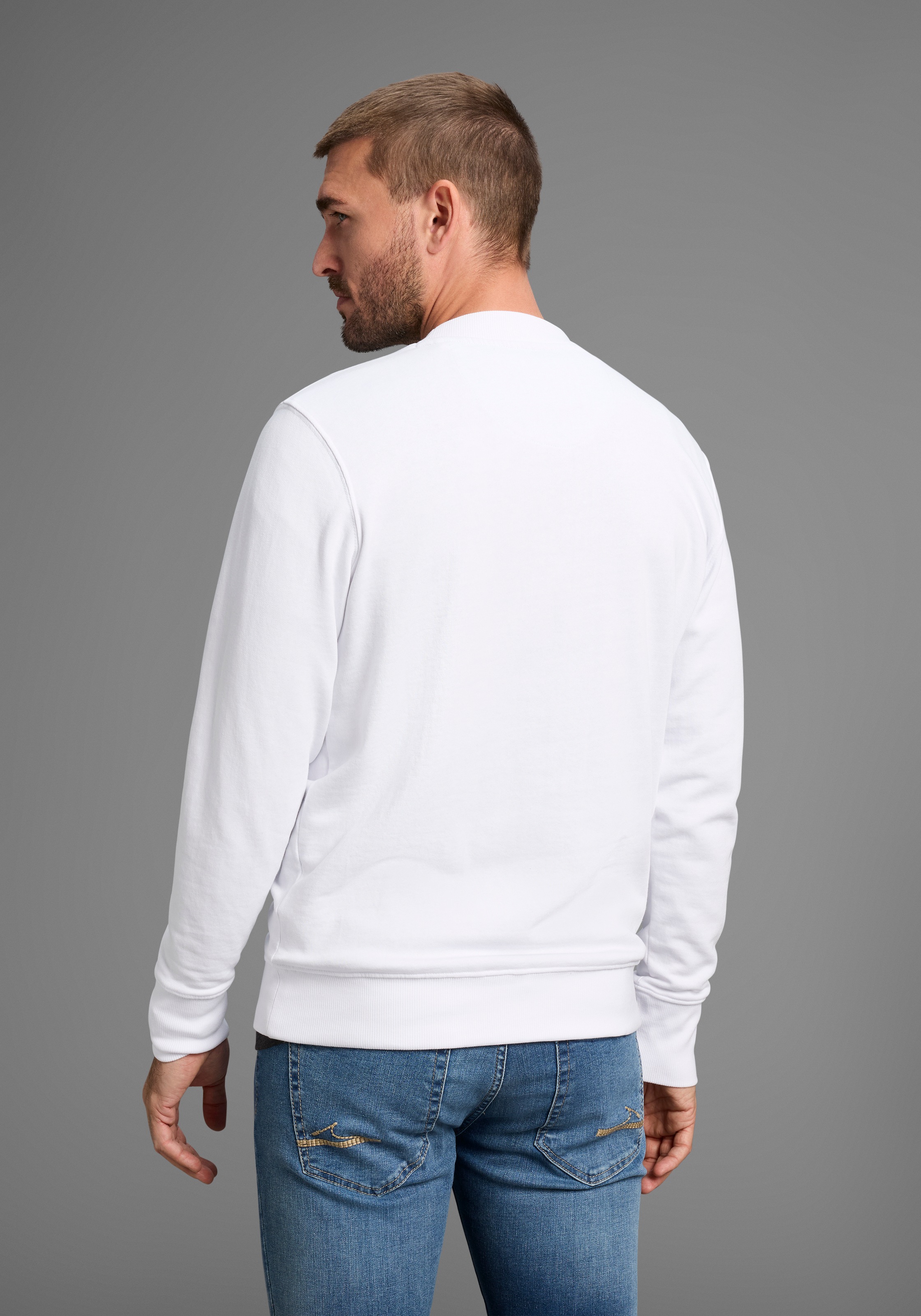 DELMAO Sweatshirt, Langarm, Regular Fit, unifarben, Basic-Stil