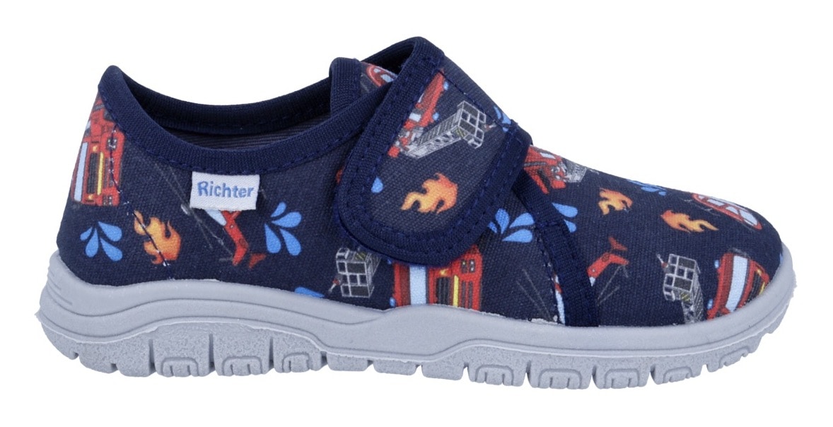 Richter Hausschuh »Mailo WMS: Mittel«, Klettschuh mit allover Print, Größenschablone zum Download