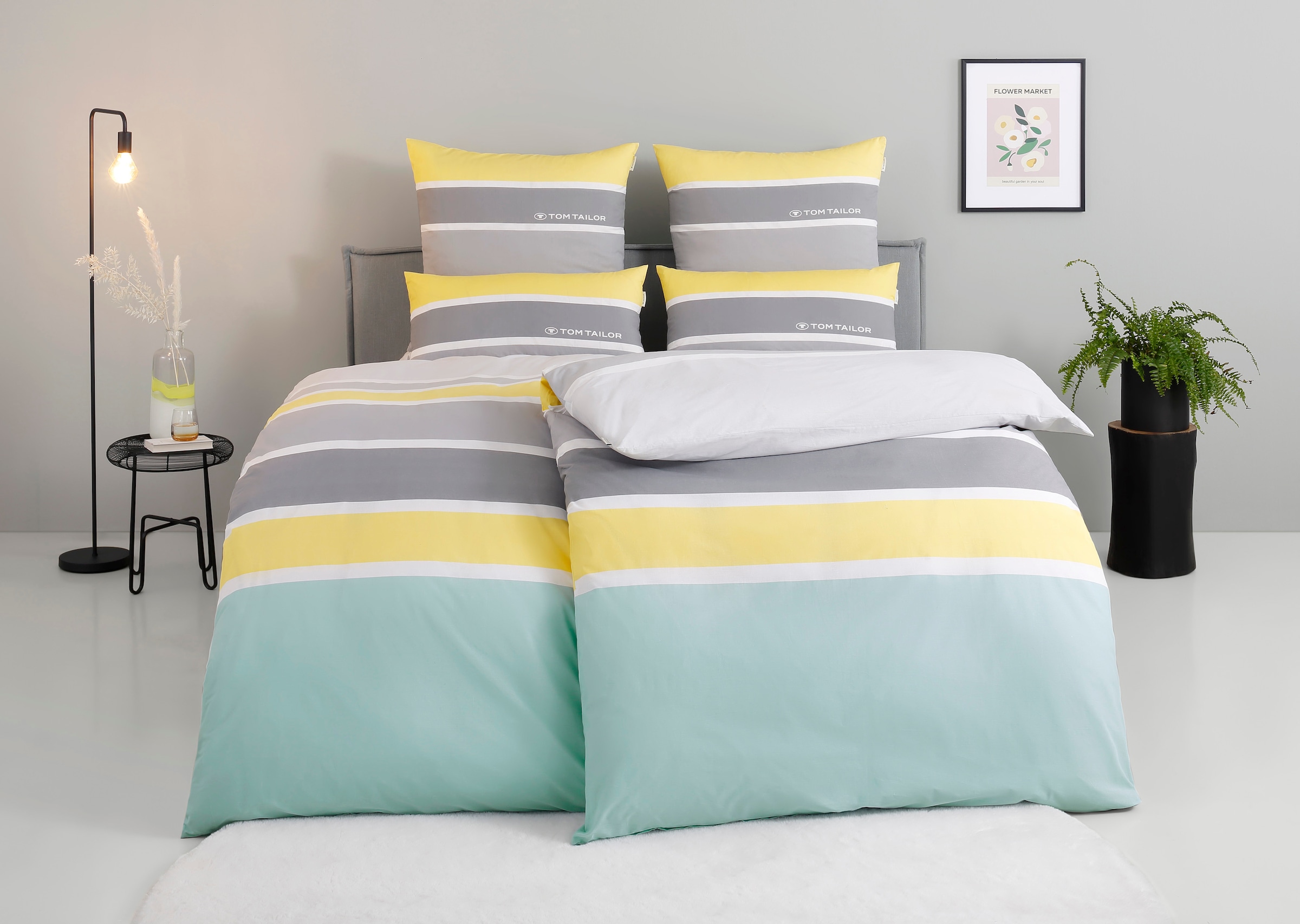 TOM TAILOR HOME Bettwäsche »Felix in Gr. 135x200 oder 155x220 cm«, mit GRATIS-Zugabe: Gästehandtuch (100% Baumwolle), mit Reißverschluss