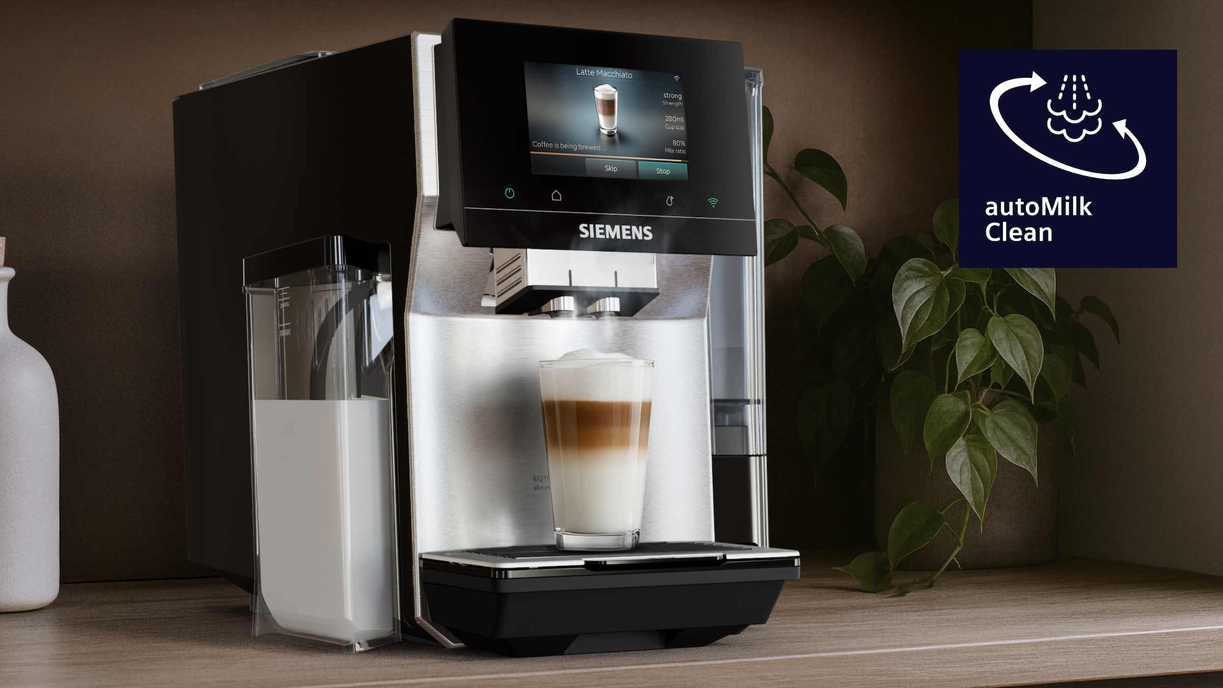 SIEMENS Kaffeevollautomat »TQ727D03« farbiges Full-Touch-Display, Doppeltassenfunktion, sehr leise, schwarz