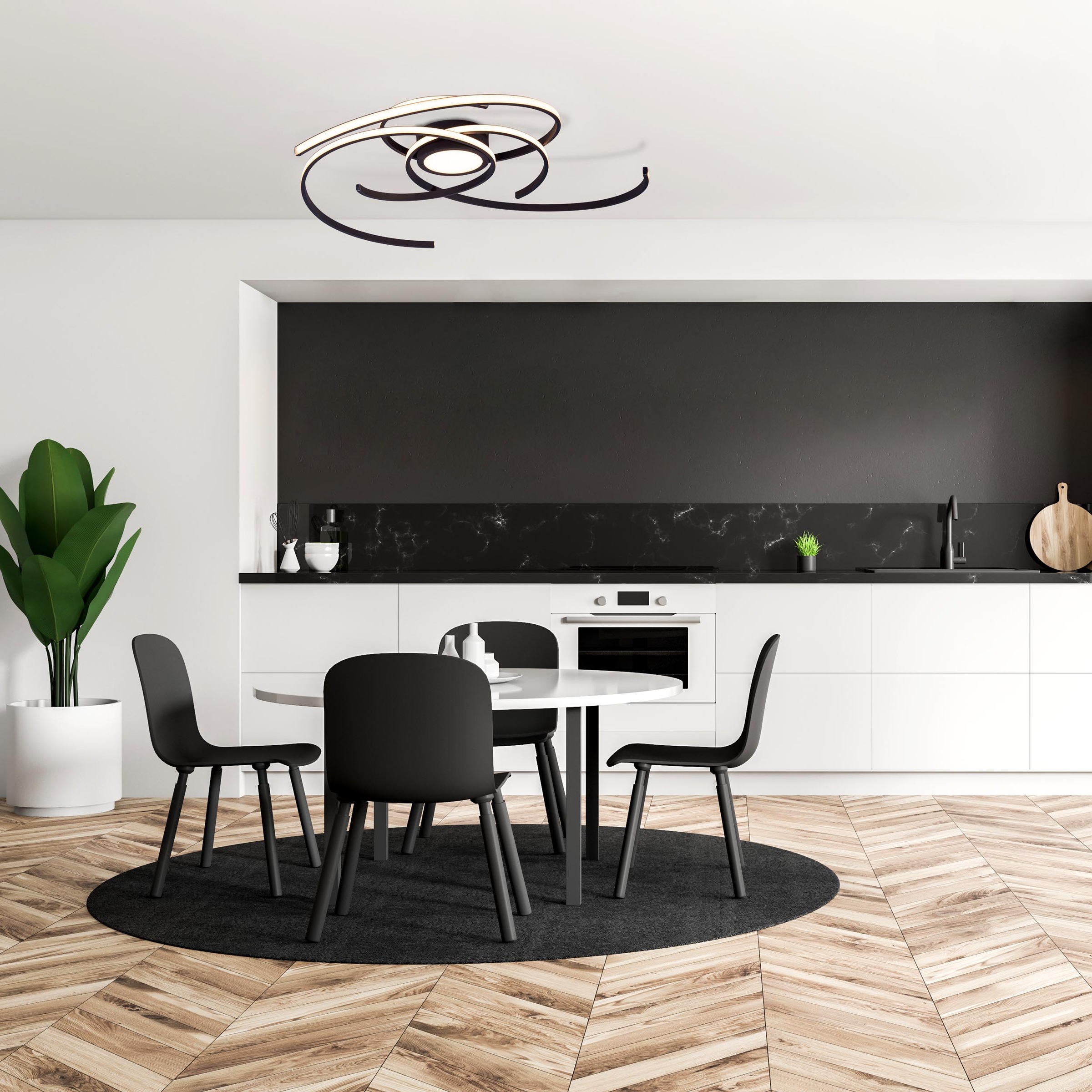 näve LED Deckenleuchte »"RADON" schwarz«, 1 flammig, In 3-Stufen-dimmbar, L günstig online kaufen