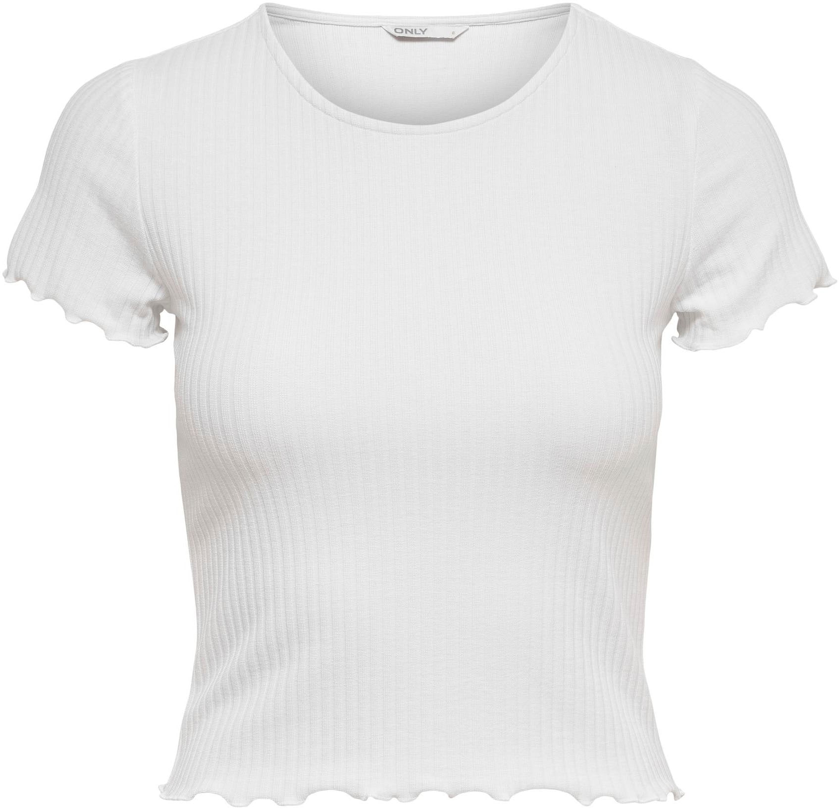 ONLY Rundhalsshirt »ONLEMMA S/S SHORT TOP NOOS JRS« Rundhals, modisch, regular fit, gewellter Abschluss, unifarben