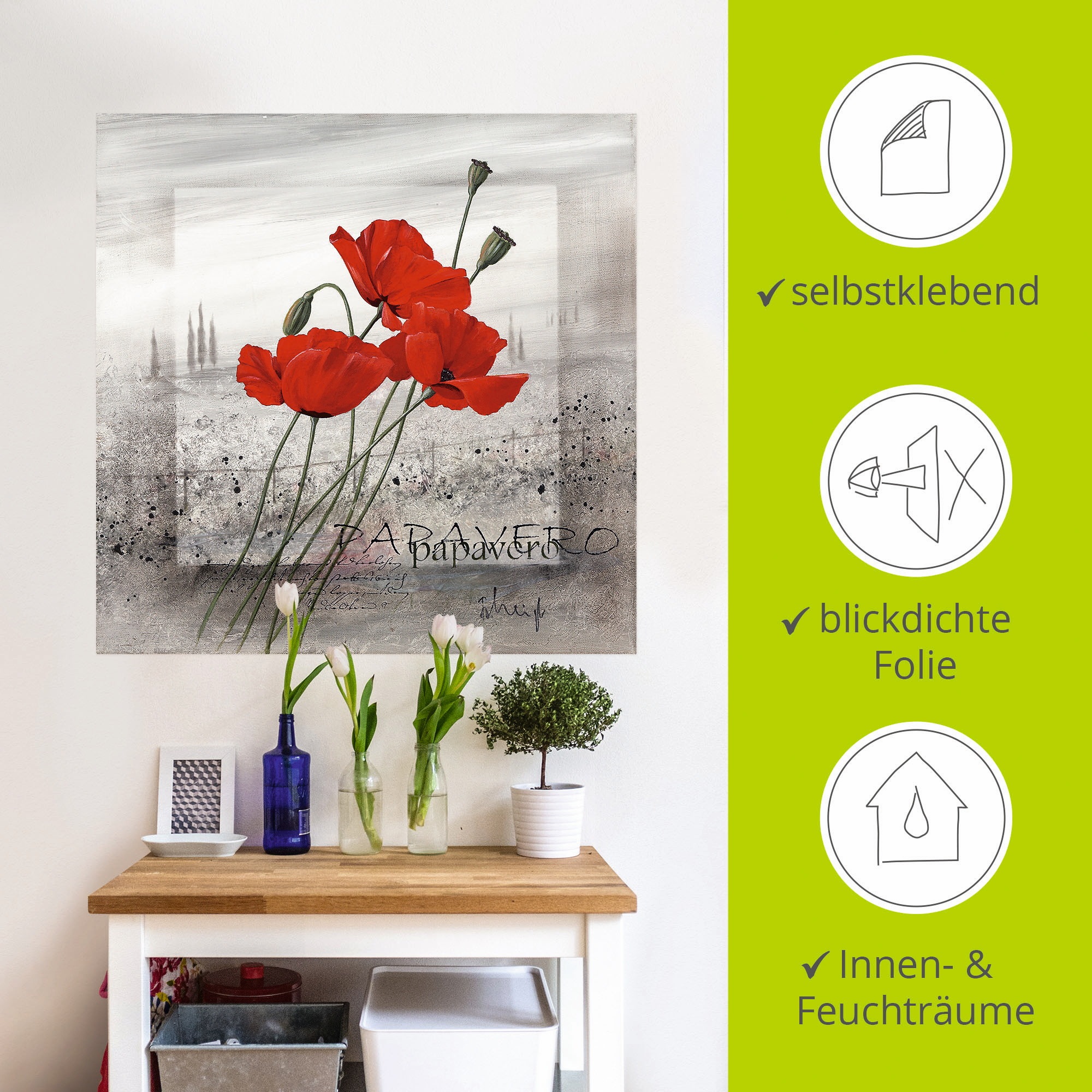 Artland Wandbild »Mohnblumen«, Blumen, (1 St.), als Leinwandbild, Poster, Wandaufkleber in verschied. Größen