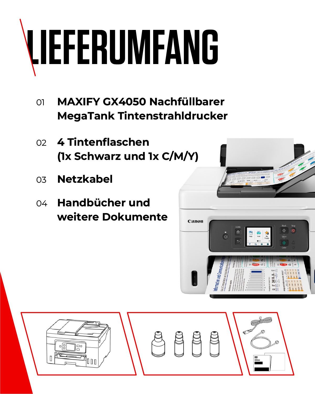 Canon Multifunktionsdrucker »MAXIFY GX4050«, 4-in-1 MegaTank-Multifunktionssystem