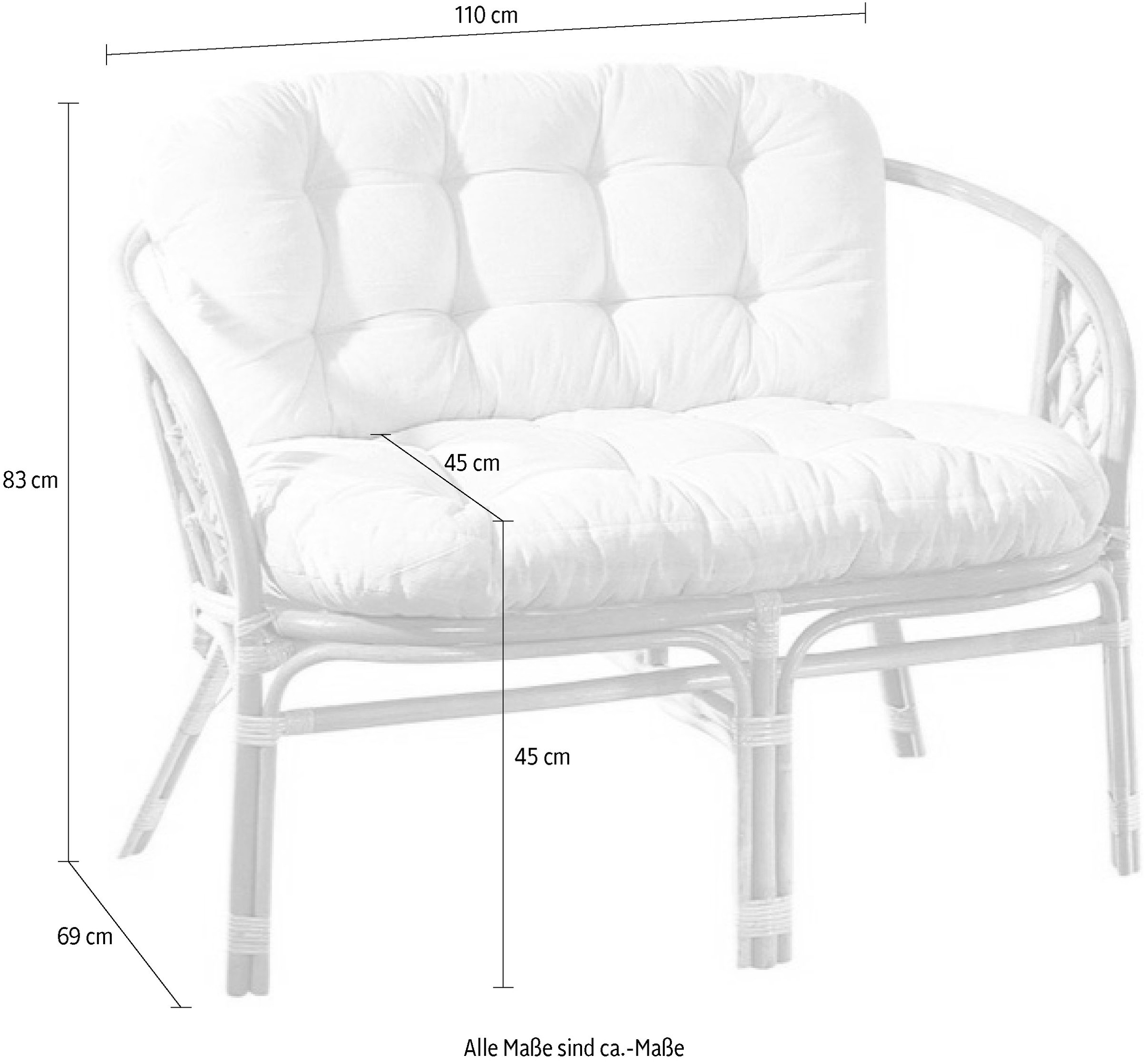 Home affaire Sitzbank aus handgeflochtenem Rattan, mit Kissen günstig online kaufen