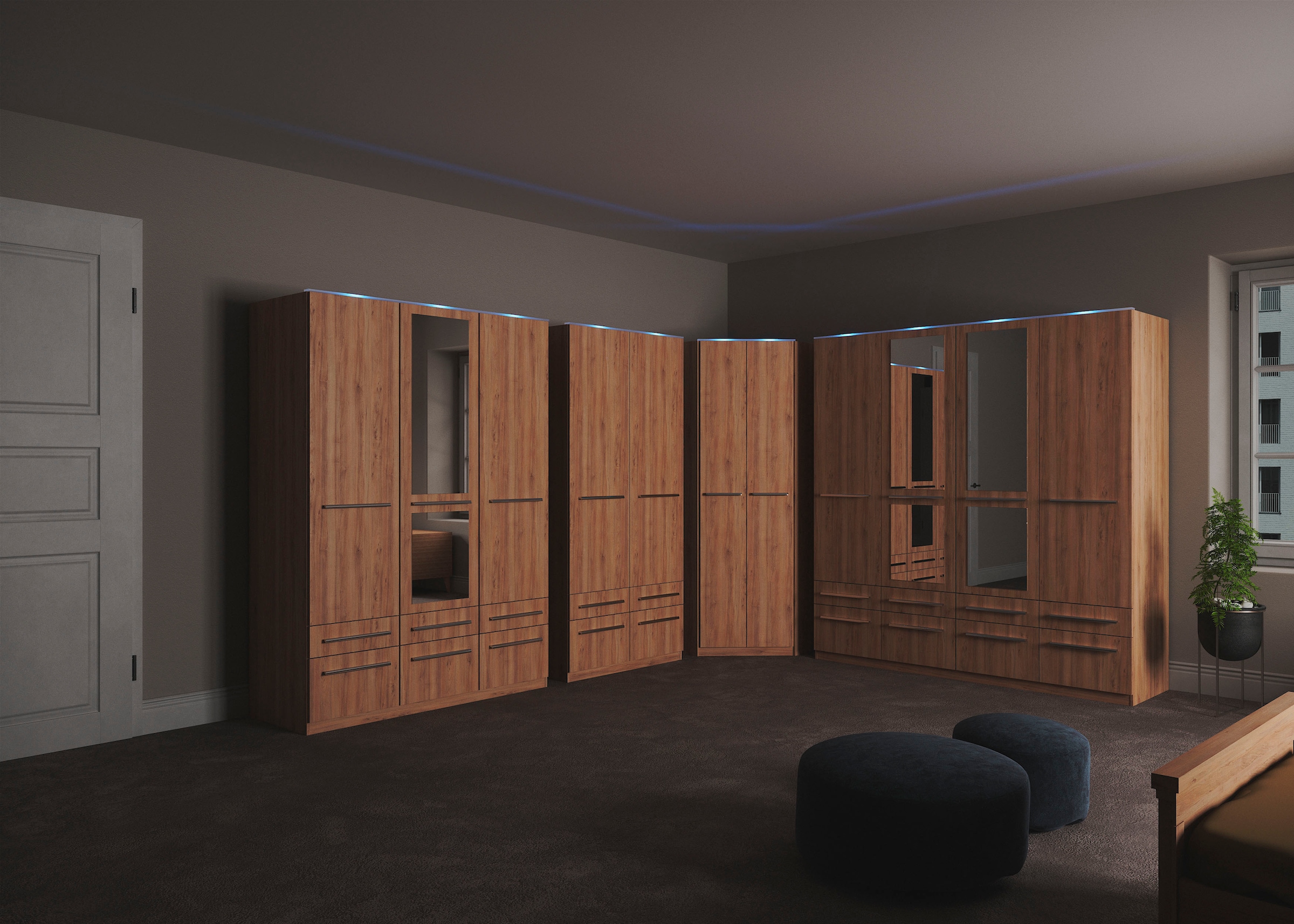 priess Kleiderschrank »Schrank Garderobe Wäscheschrank Barcelona in 5 Breiten«, viel Stauraum, geräumige Schubkästen, mit Spiegel, MADE IN GERMANY
