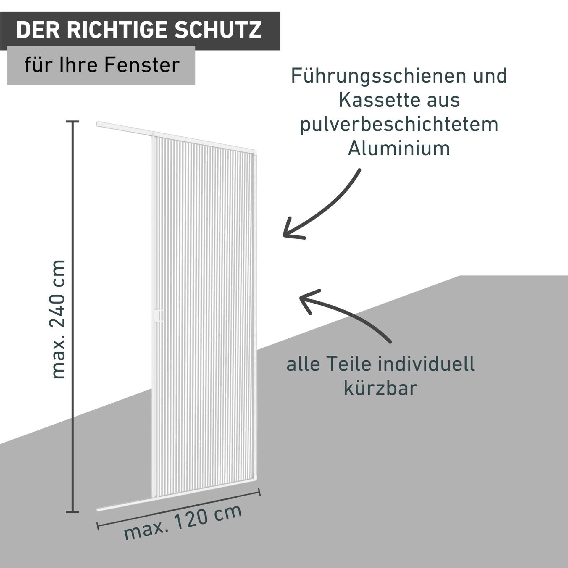 Windhager Insektenschutz-Tür »Expert für Einzeltüren mit Alurahmen, Fliegengitter Tür Plissee weiß« Plissee‑Insektenschutz für Balkon‑ und Terrassentüren, 240 x 120 cm