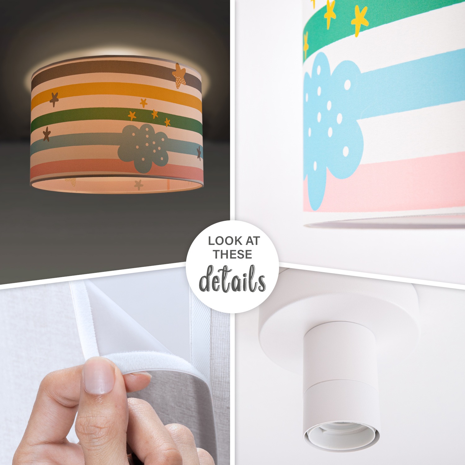 Paco Home Deckenleuchte »Tweet 462«, 1 flammig, Leuchtmittel E27 | ohne Leuchtmittel, Lampe Kinderzimmer Babyzimmer Deckenlampe Streifen Regenbogen E27