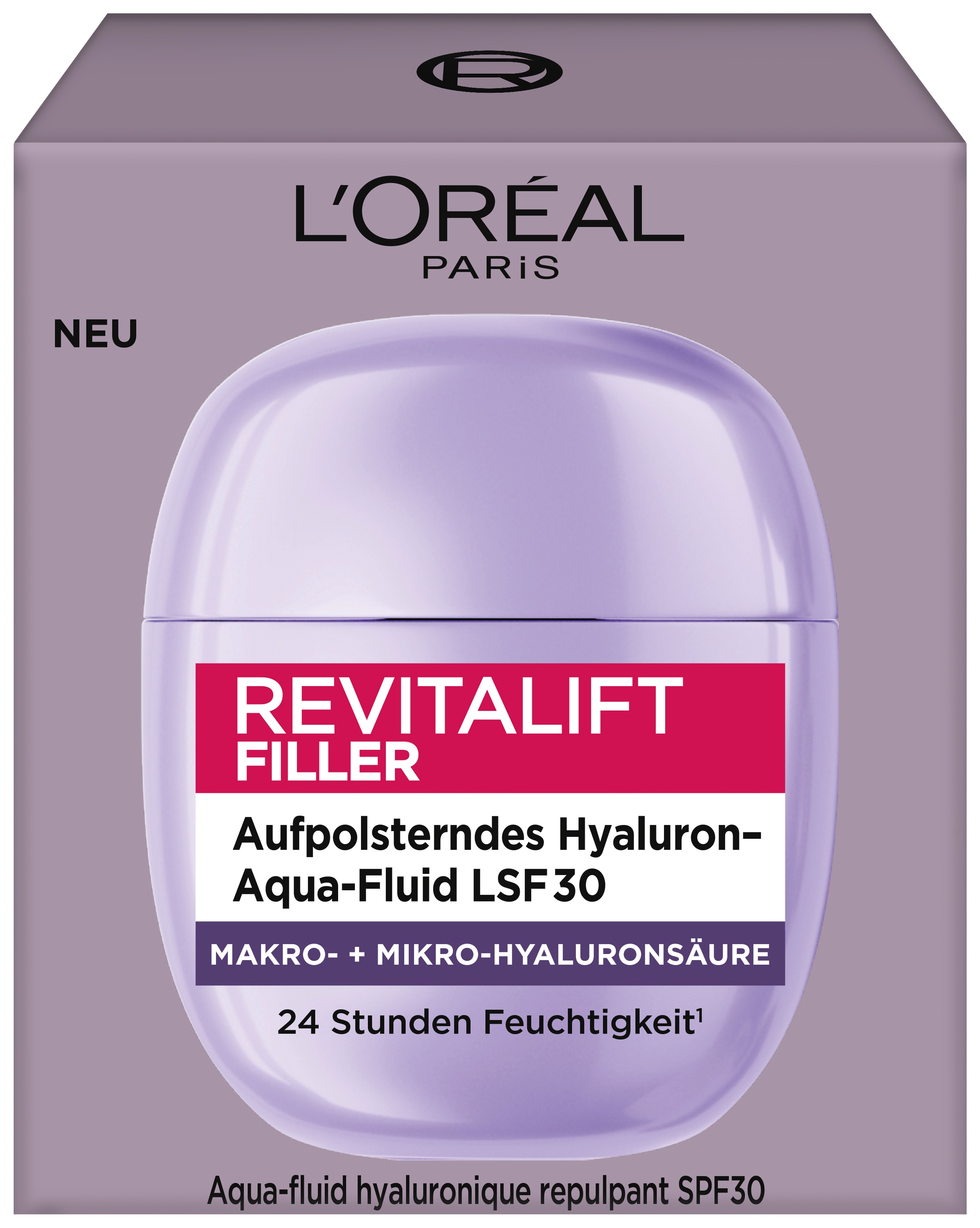 L'ORÉAL PARIS Gesichtsfluid »REVITALIFT FILLER AUFPOLSTERNDES HYALURON AQUA-FLUID LSF 30« verfeinert das Hautbild