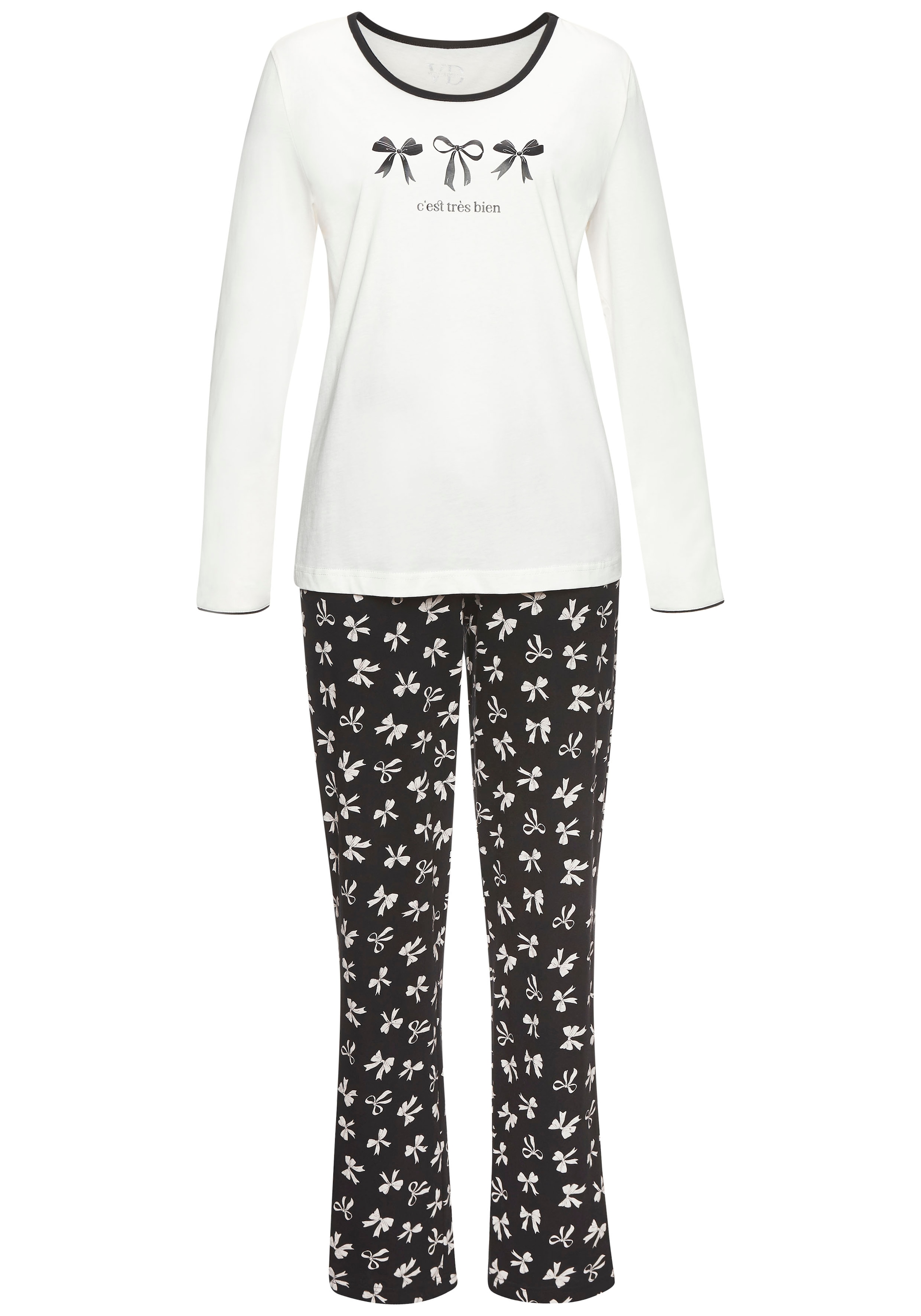Vivance Dreams Pyjama Set, 2 tlg. mit süßem Schleifenmuster