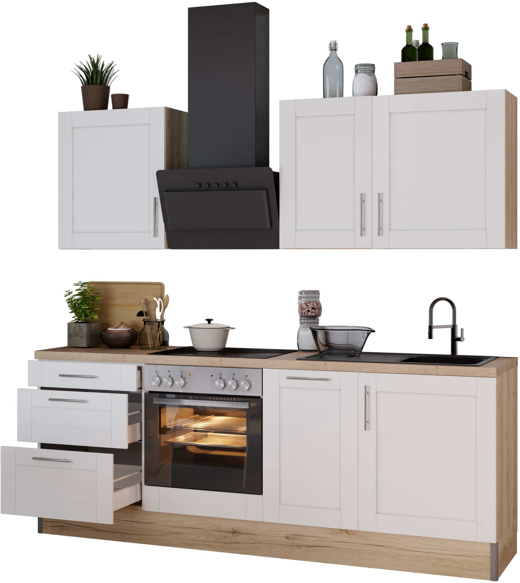 KOCHSTATION Küche »KS-Ahus«, Breite 225 cm,wahlweise mit E-Geräten,MDF Fron günstig online kaufen