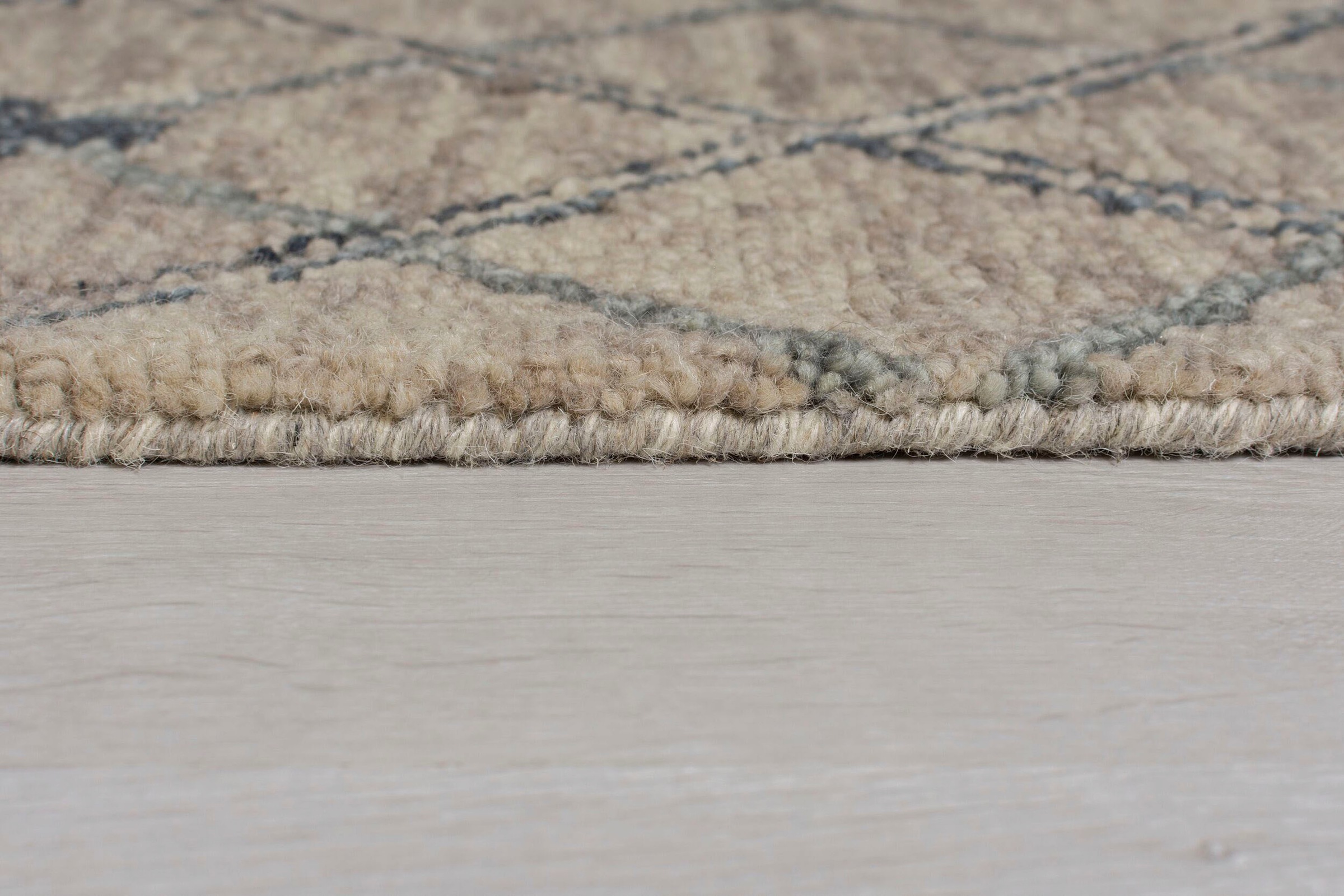 FLAIR RUGS Wollteppich »Diego«, rechteckig, 40 mm Höhe, fußbodenheizungsgeeignet, aus 100% Wolle, mit Quasten, Boho Look