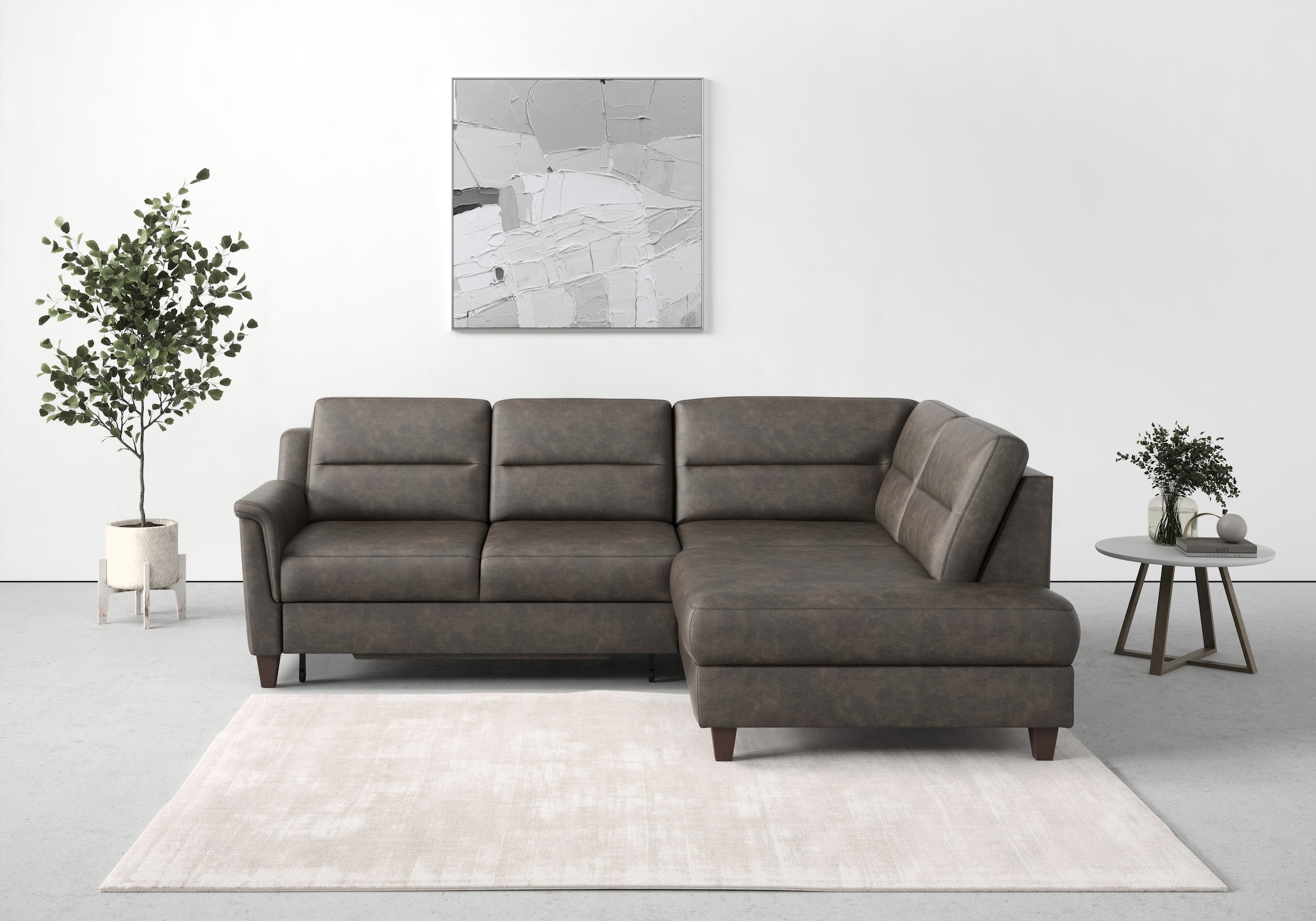 sit&more Ecksofa »Farö L-Form«, inklusive Federkern, wahlweise mit Bettfunktion und Bettkasten