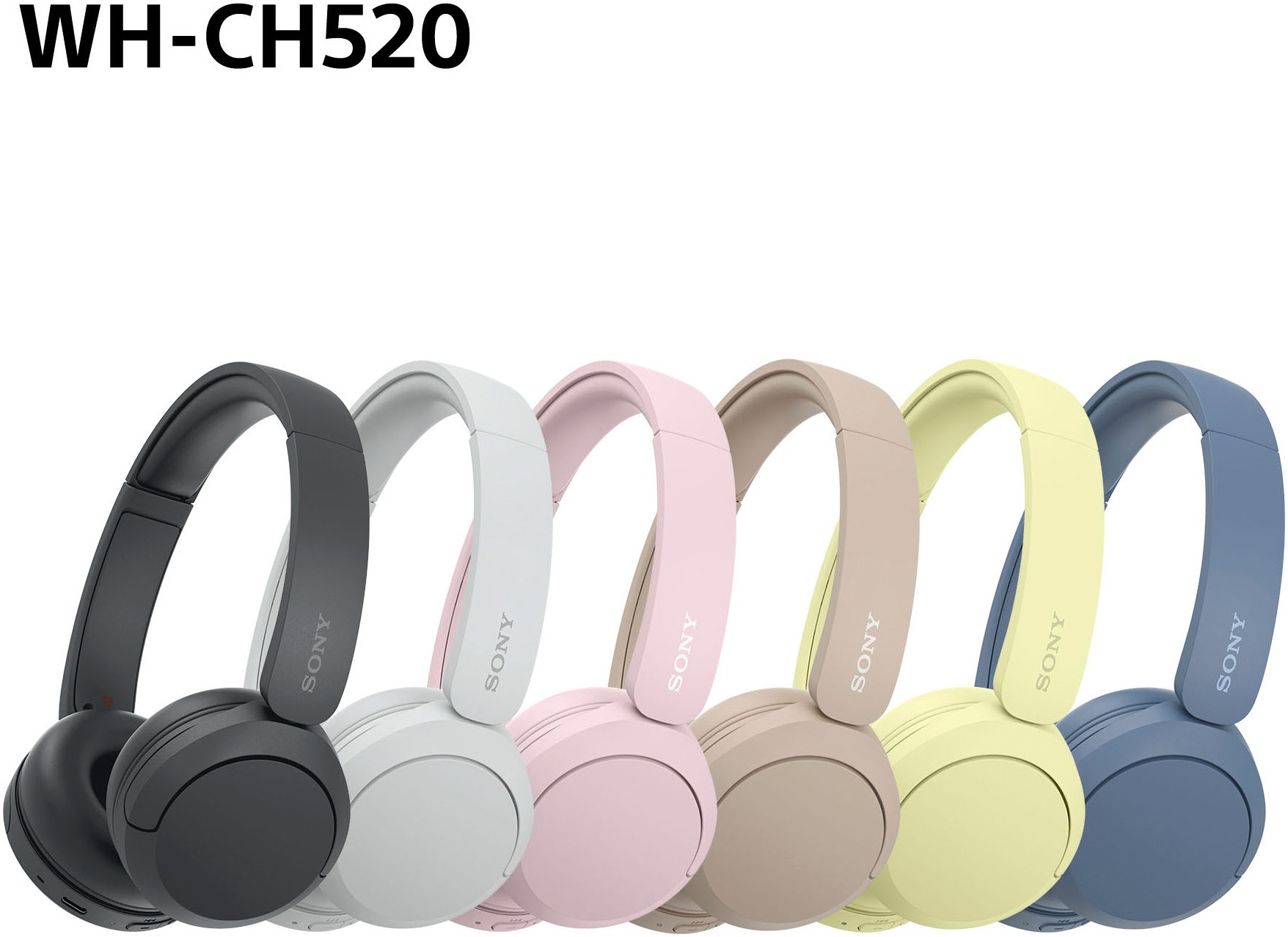 Sony Bluetooth-Kopfhörer »WHCH520«, Bluetooth, Noise-Cancelling-Active Noise Cancelling (ANC)-Freisprechfunktion-Rauschunterdrückung-Sprachsteuerung-kompatibel mit Siri, 200 Std. Max. Akkulaufzeit (Standby)