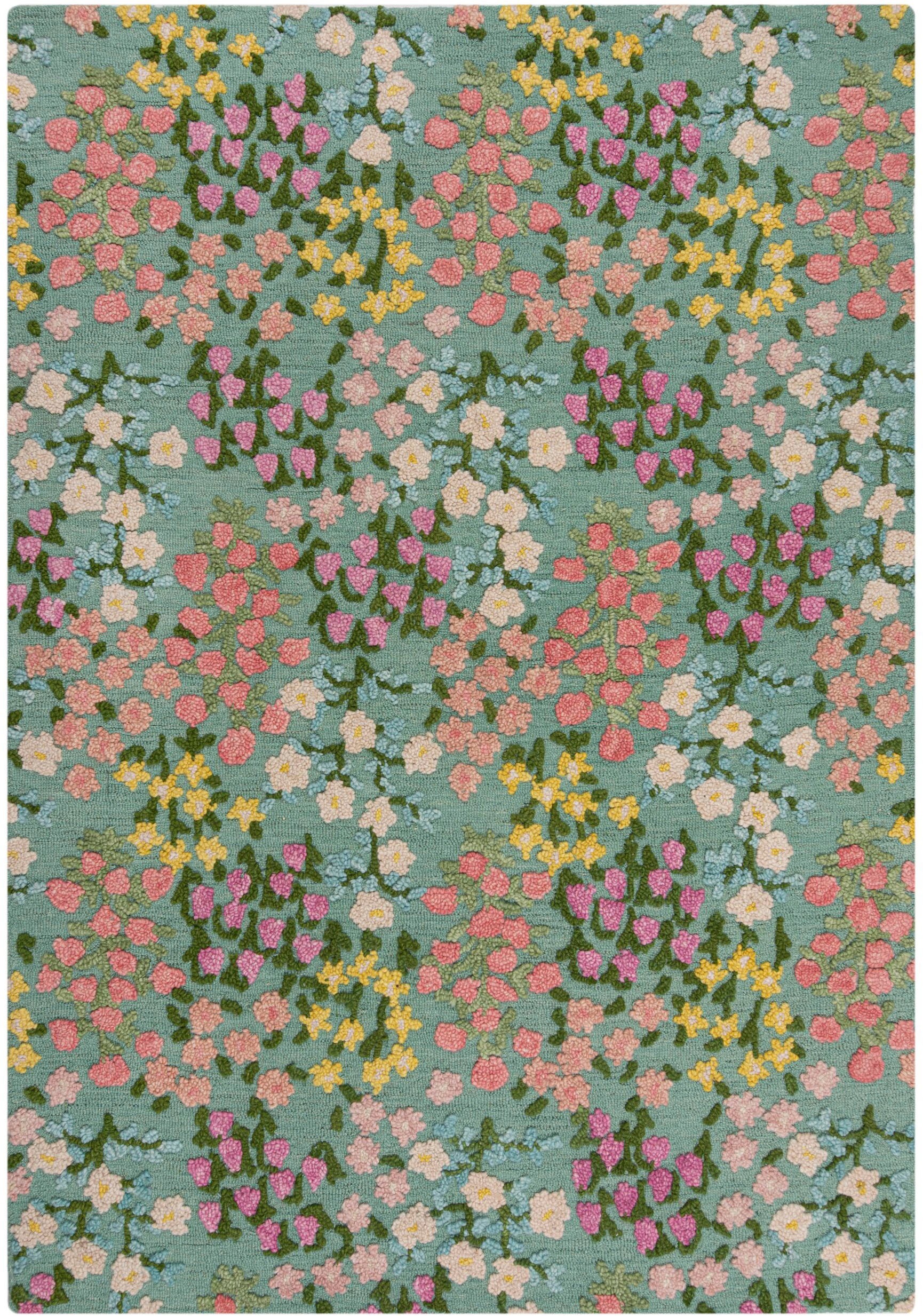 FLAIR RUGS Wollteppich »Emilia Floral«, rechteckig, 9 mm Höhe, Hoch-Tief-St günstig online kaufen