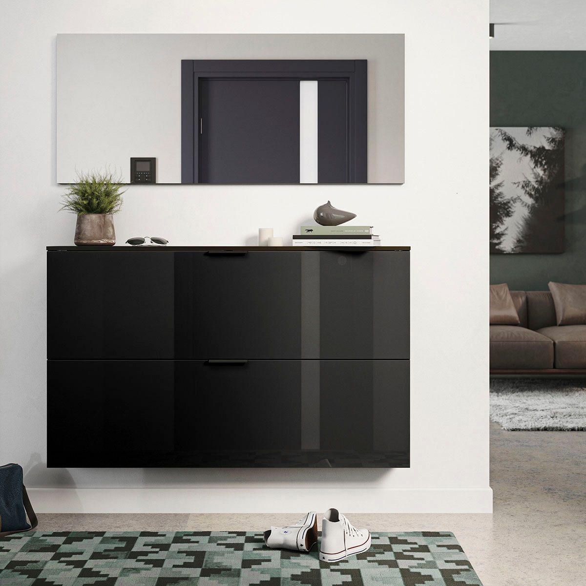 GERMANIA Garderoben-Set »Valega«, (2 St.), inkl. Schuhschrank mit Glasfronten und Spiegel