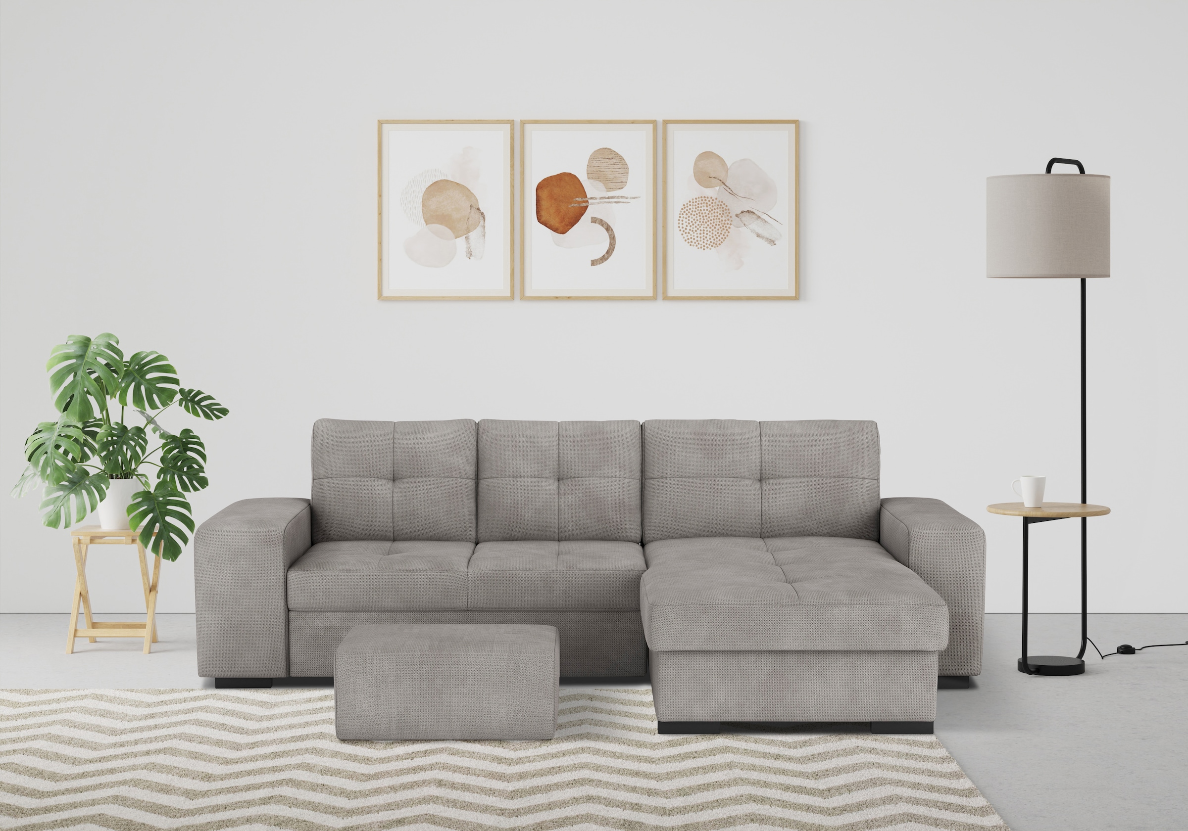 COTTA Ecksofa »Mattina L-Form«, mit Hocker, wahlweise mit Bettfunktion & Be günstig online kaufen