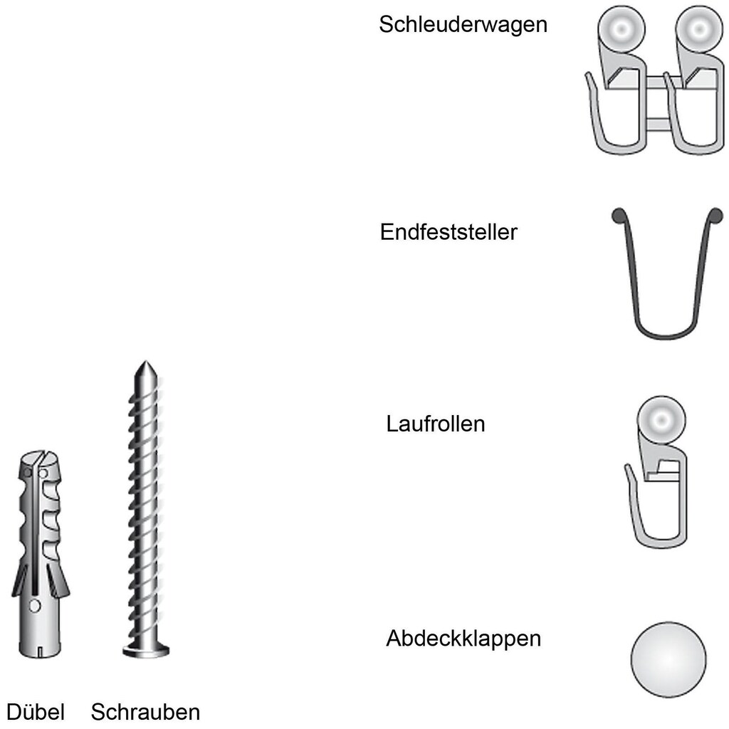 Liedeco Sichtschutzbefestigungen Zubehör-Set »für 1-läufige Gardinenschienen«, (1 St.)