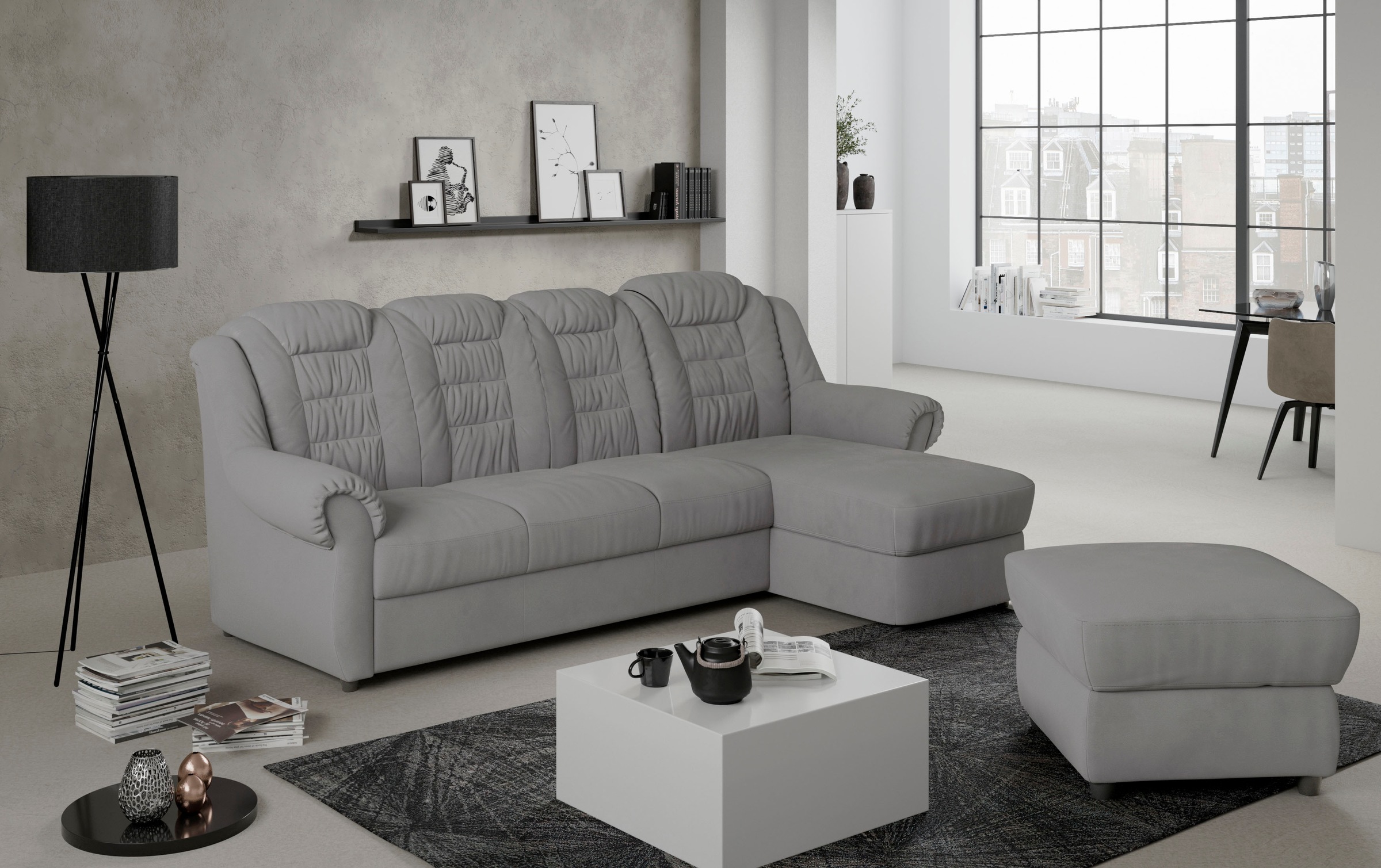 Home affaire Ecksofa »Boston L-Form«, Gemütliches Ecksofa mit hoher Rückenlehne in klassischem Design
