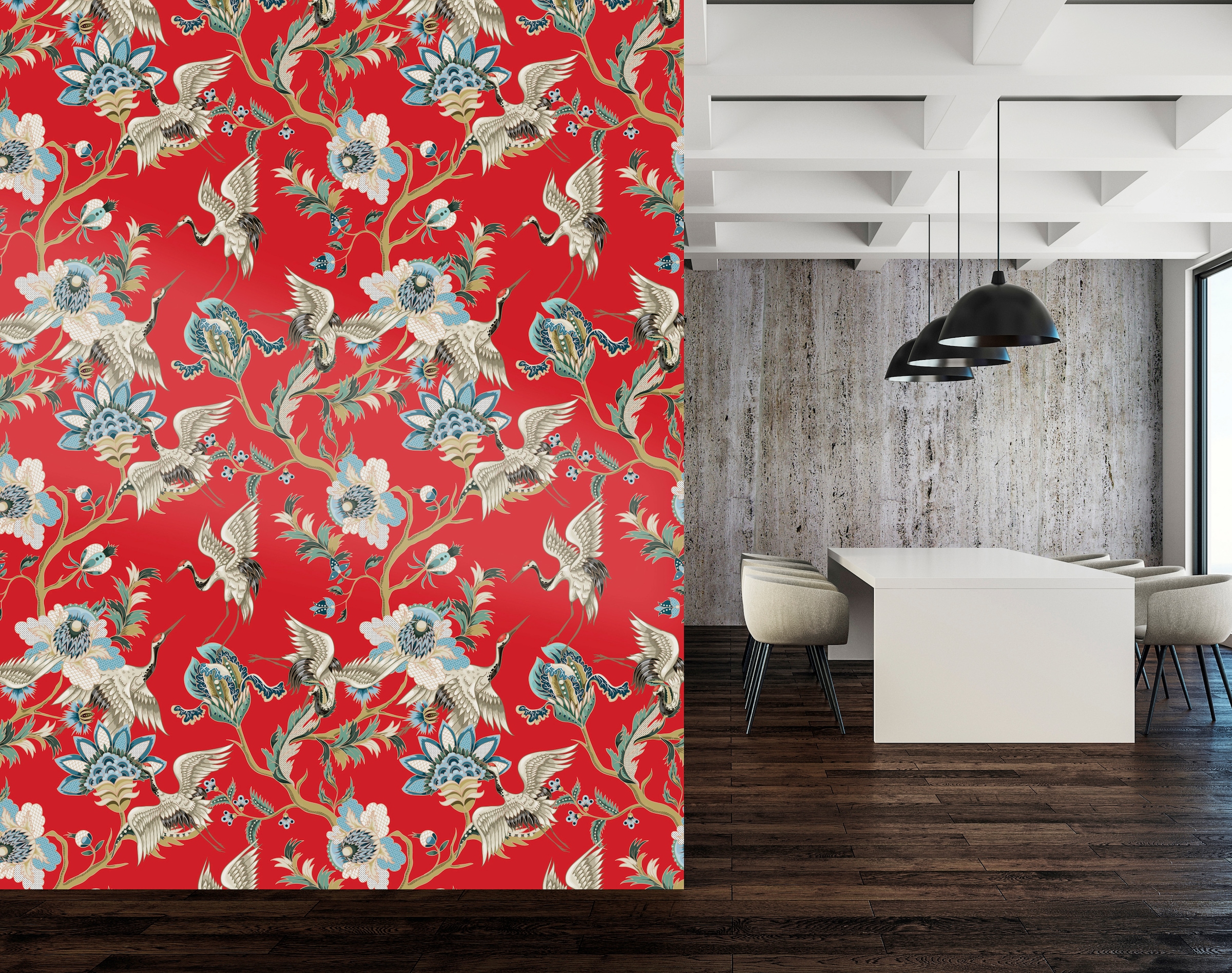 queence Vinyltapete »Joyce« Motiv | bedruckt | botanisch | floral | gemustert | natürlich glatt 90x250cm, selbstklebend, kinderleichte Anbringung, , Sticker