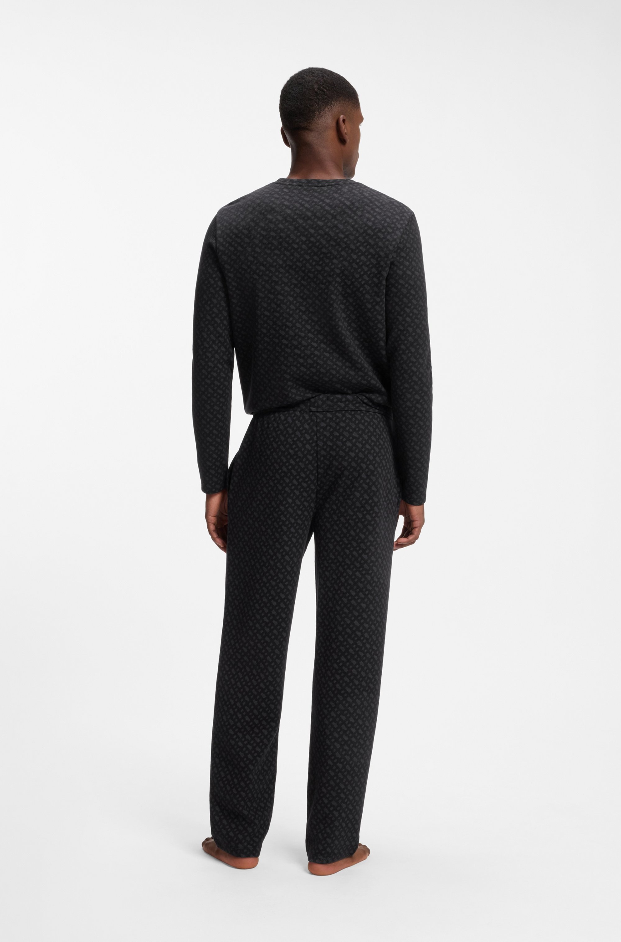 BOSS Pyjamahose »Waffle AOP Pants«  elastischer Bund mit Kordel, Seitentaschen, Allover-Druck