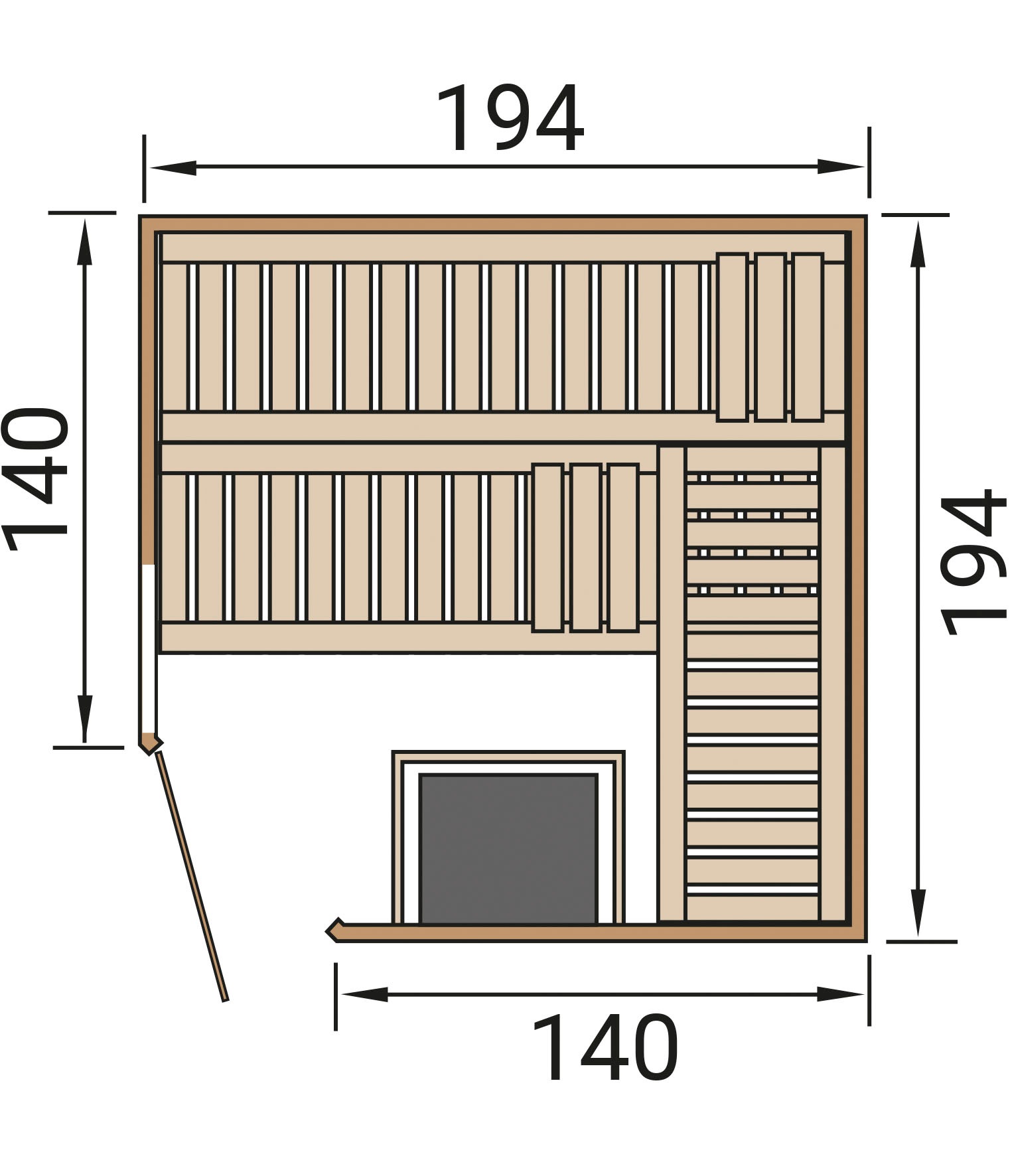 weka Sauna »Element-Ecksauna VARBERG 3« vorgefertigte Elemente, moderne Ganzglastür, bodenl. Fensterelement