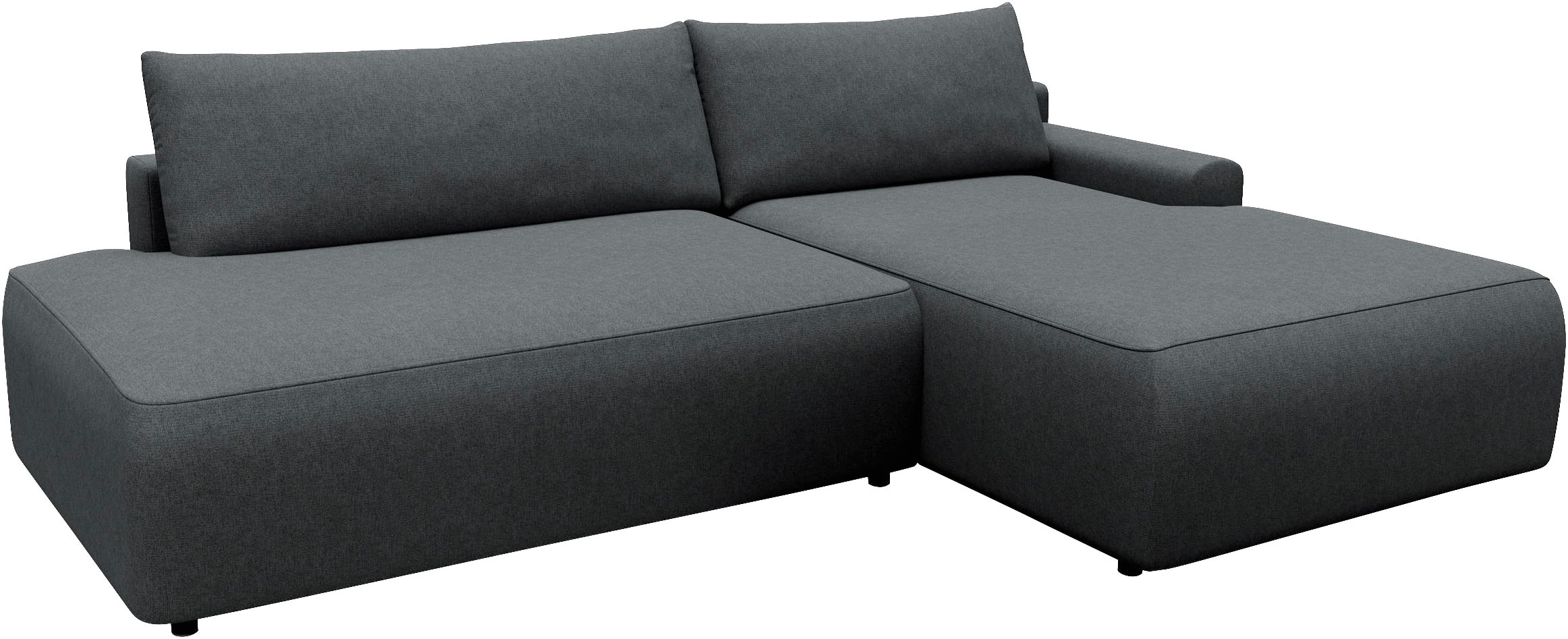 TRENDMANUFAKTUR Ecksofa »Prag, Schlafsofa mit Bettkasten, Couch in L-Form, Breite 253 cm« in feinem Strukturstoff, anthrazit, Recamiere rechts