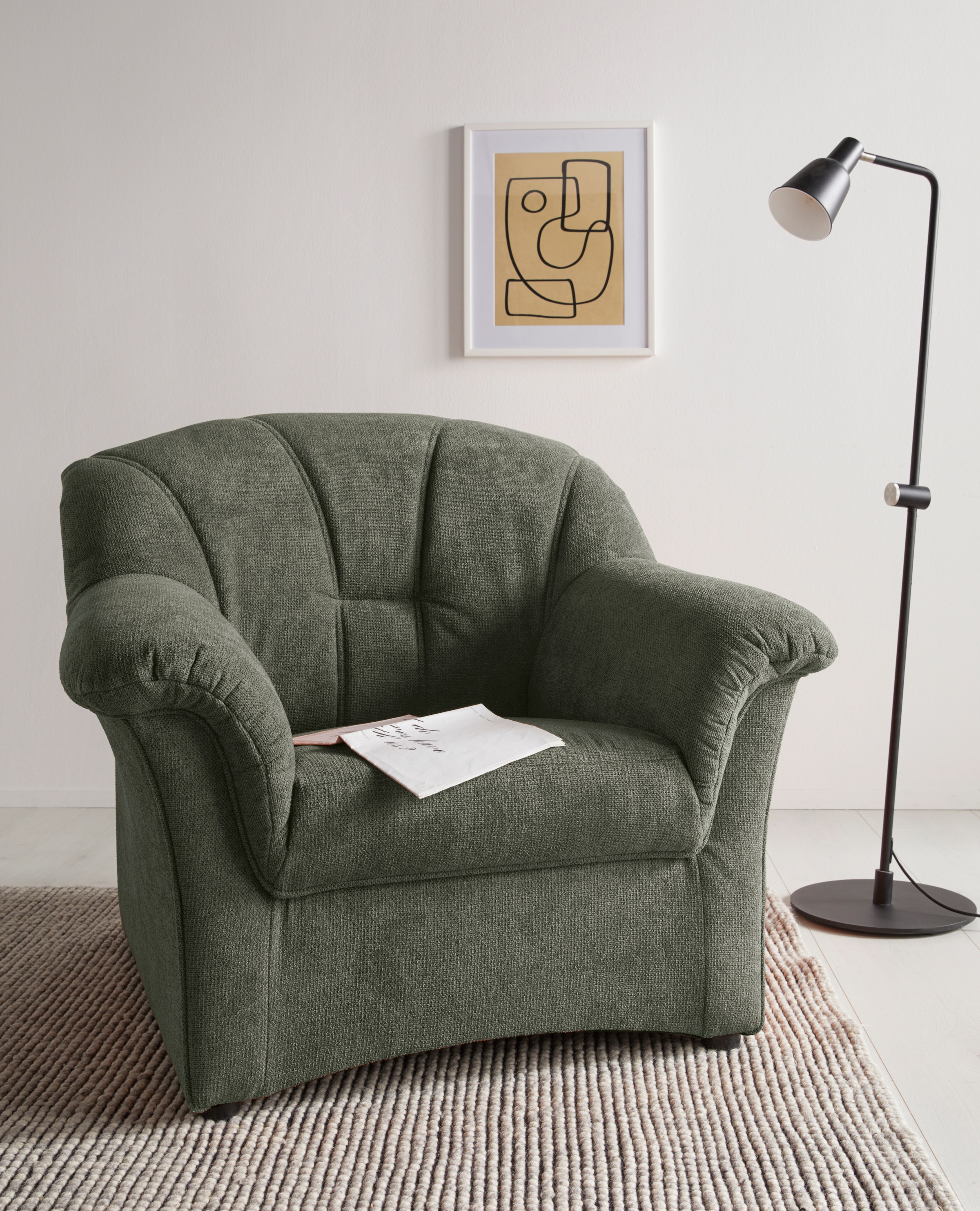 DOMO collection Sessel »Papenburg zeitlose Rückensteppung, elegante Armlehn günstig online kaufen