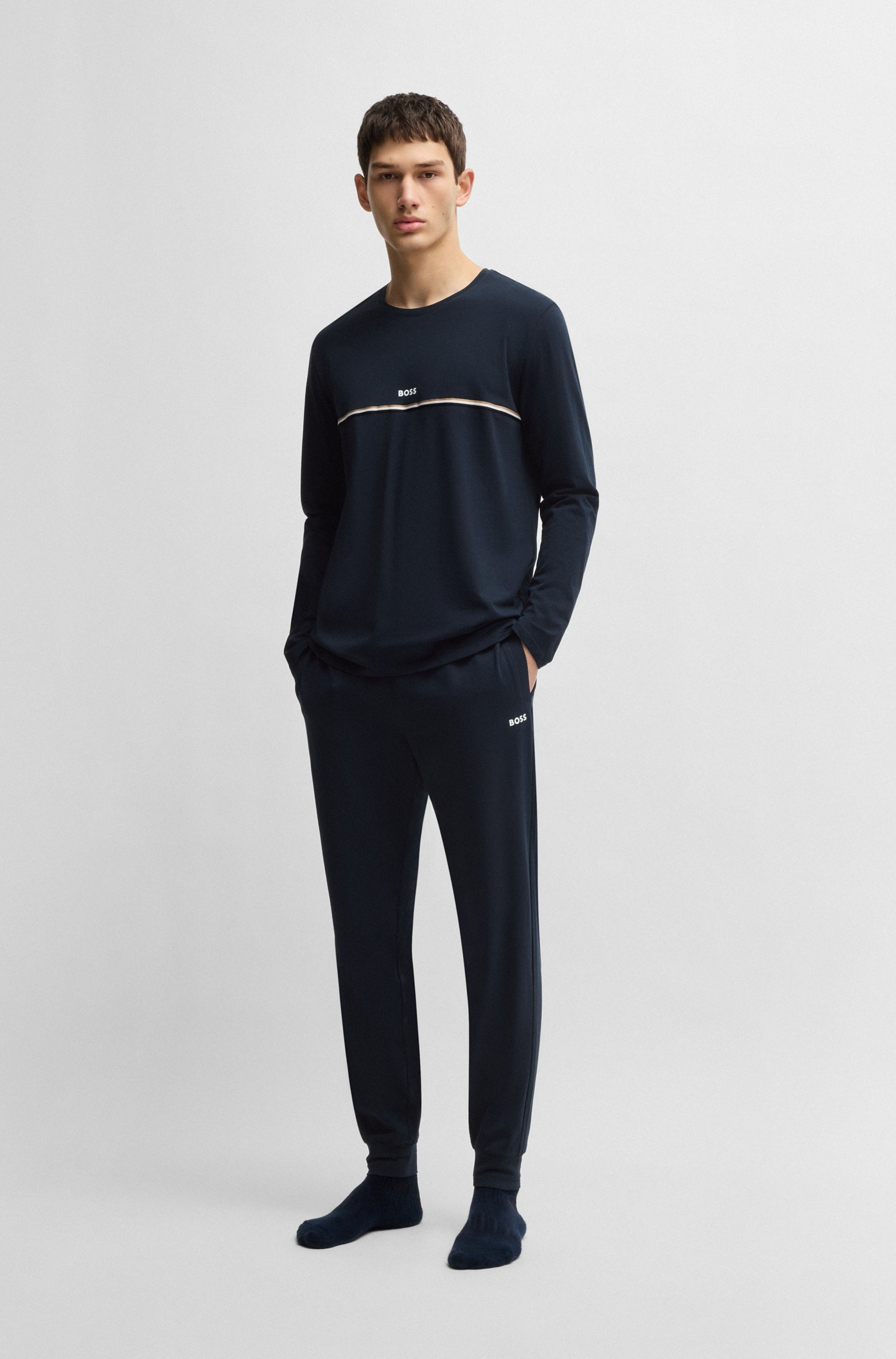 BOSS Pyjama »Unique LS-Shirt«, mit Rundhalsausschnitt