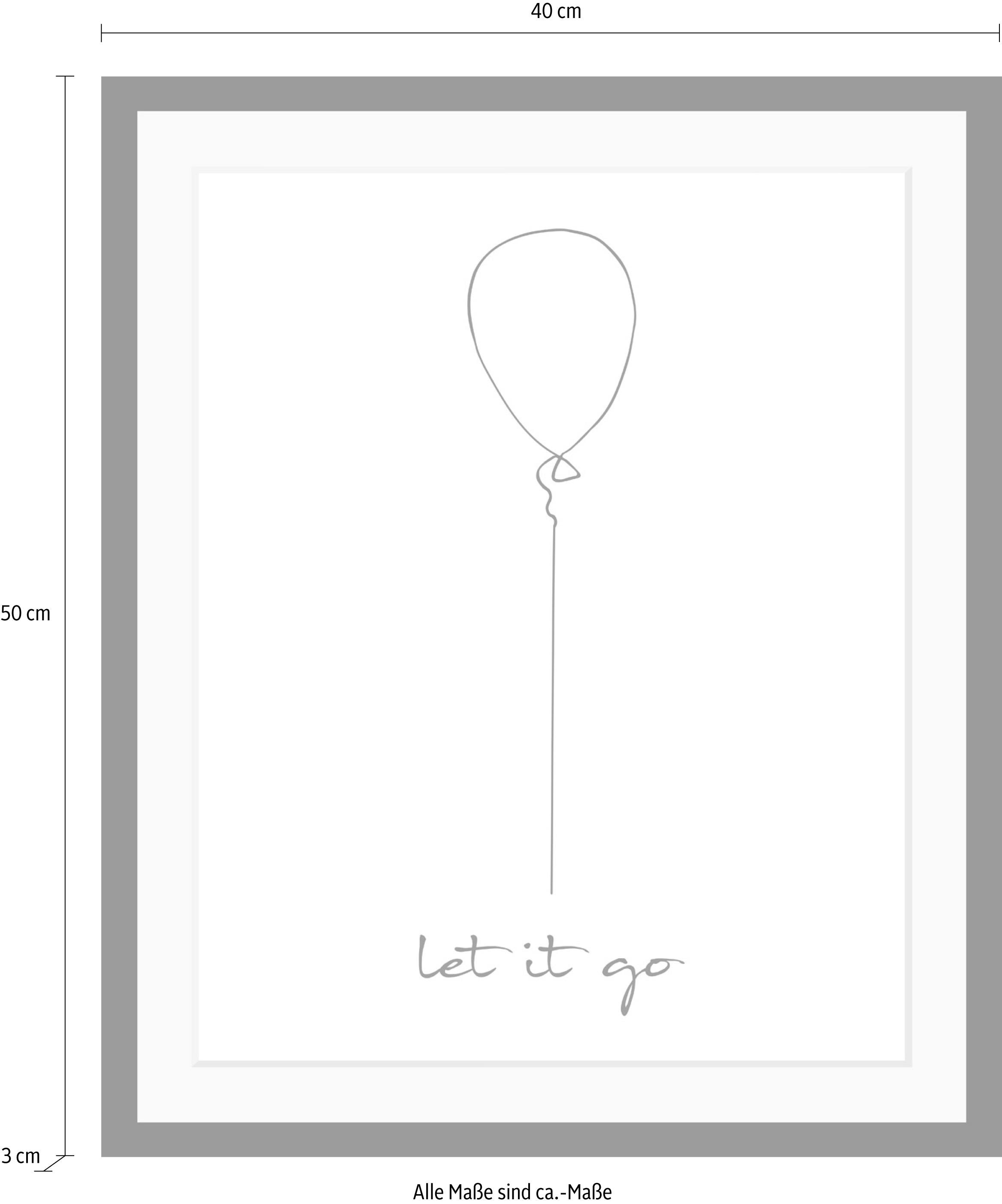 queence Bild »Loslassen«, Schwarz-Weiß-Schriftzug-Motivationsbilder-Liebessprüche, HD Premium Poster-Druck inkl. Holzrahmen