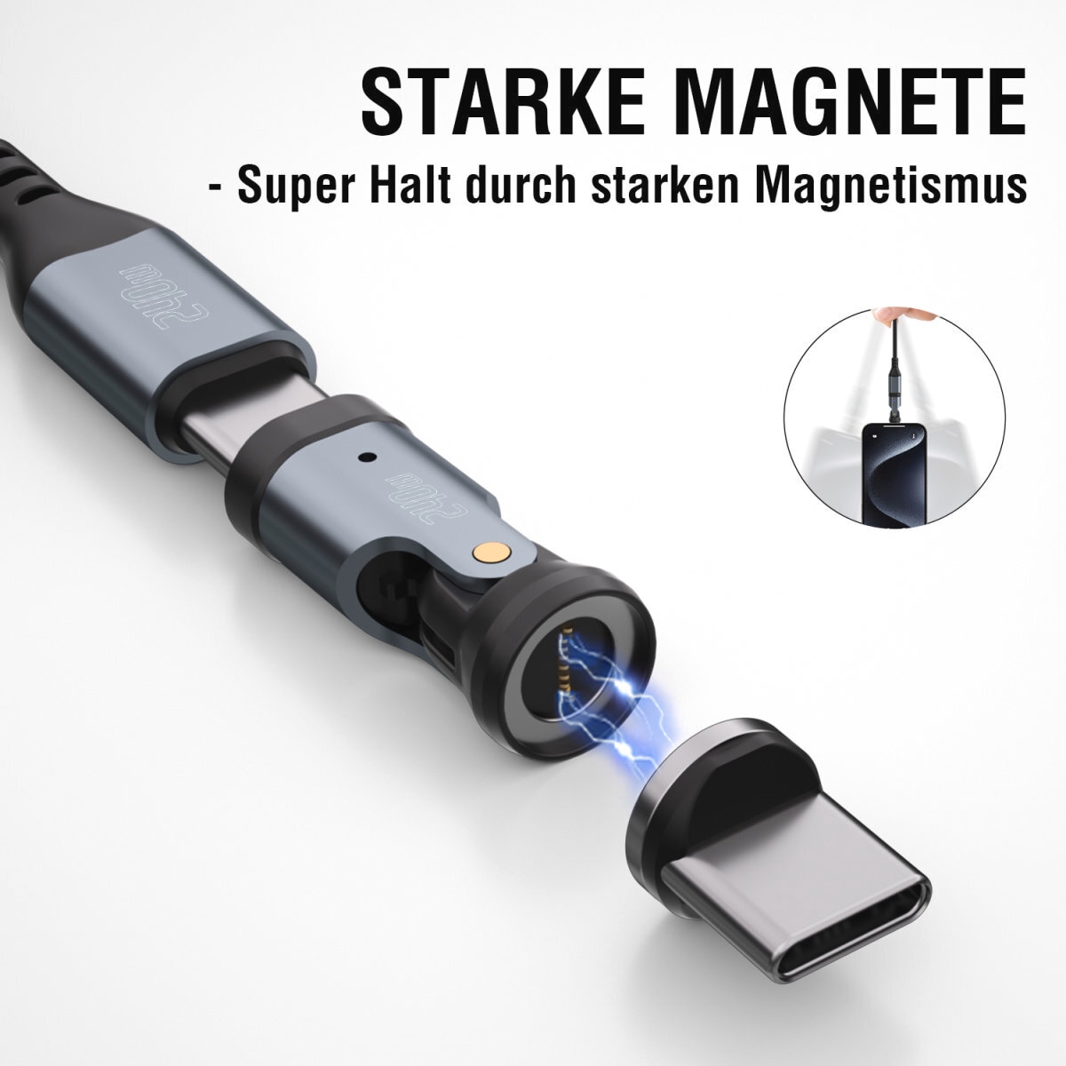 4smarts USB-Kabel »USB-C 540° Magnetkabel-Set GravityCord 240W« USB Typ C 180 cm