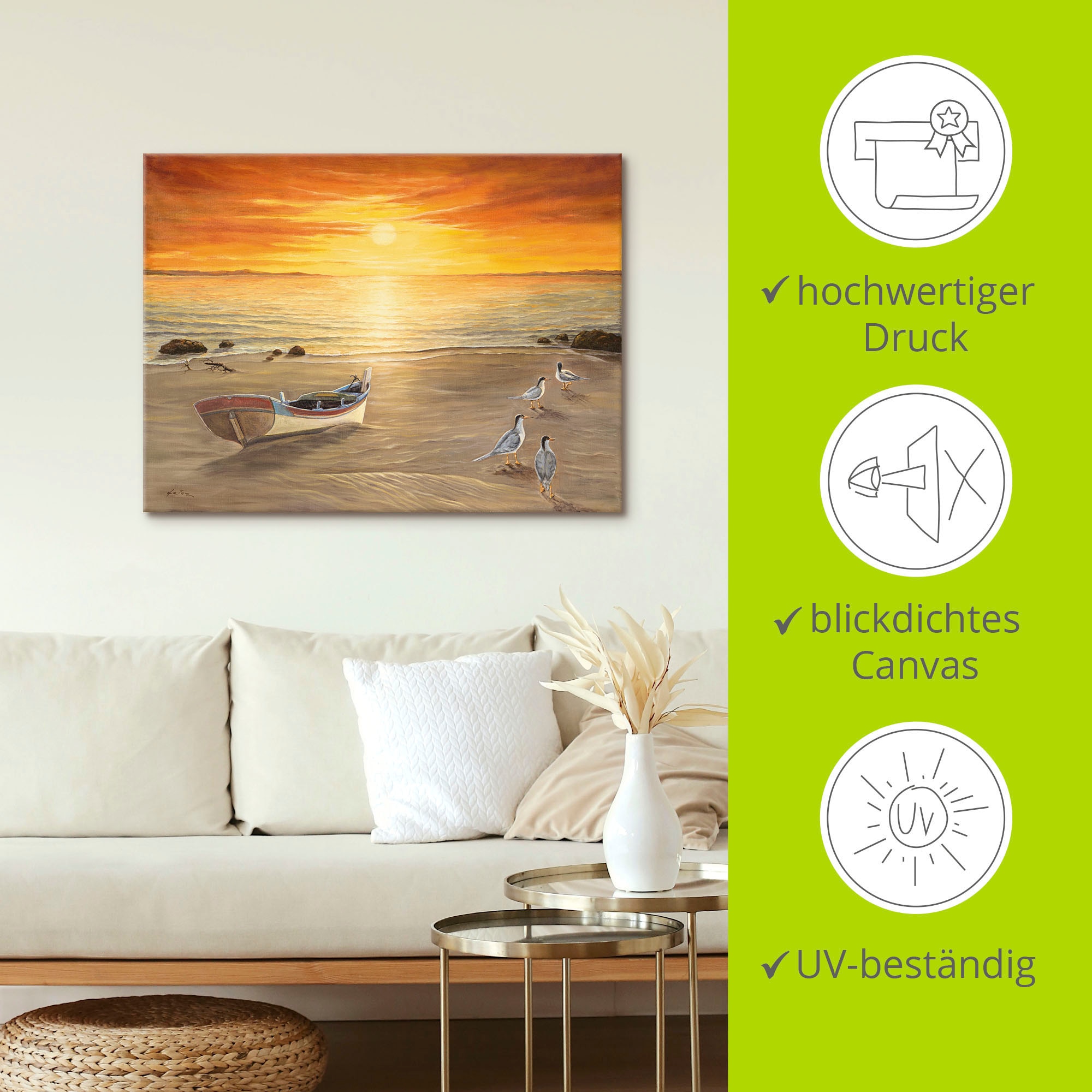 Artland Wandbild »Möwen«, Sonnenaufgang & -untergang, (1 St.), als Alubild, Outdoorbild, Leinwandbild, Poster in verschied. Größen