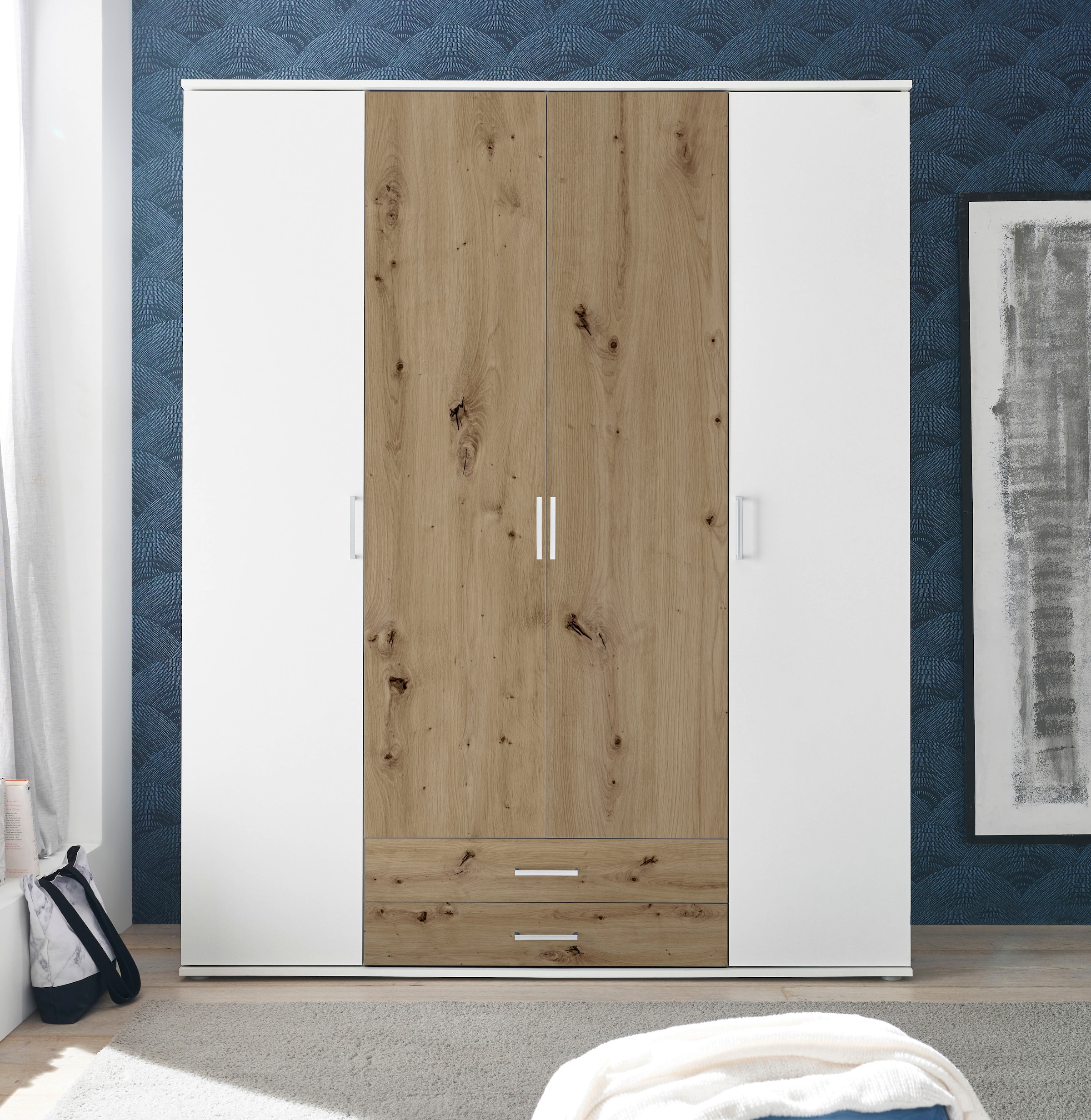 Schlafkontor Kleiderschrank »Marburg Bestseller Schrank Garderobe mit Schubladen«, Schlafzimmerschrank in Top Qualität, in 2 Breiten