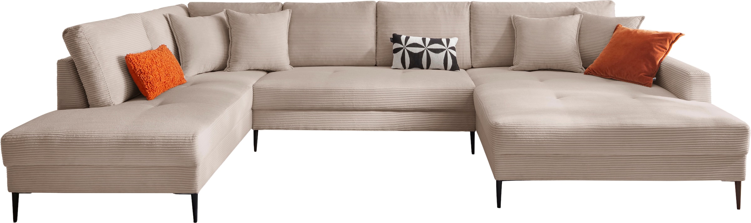 Trends by HG Wohnlandschaft »Summer U-Form«, in Cord-Stoff mit Metallfuß