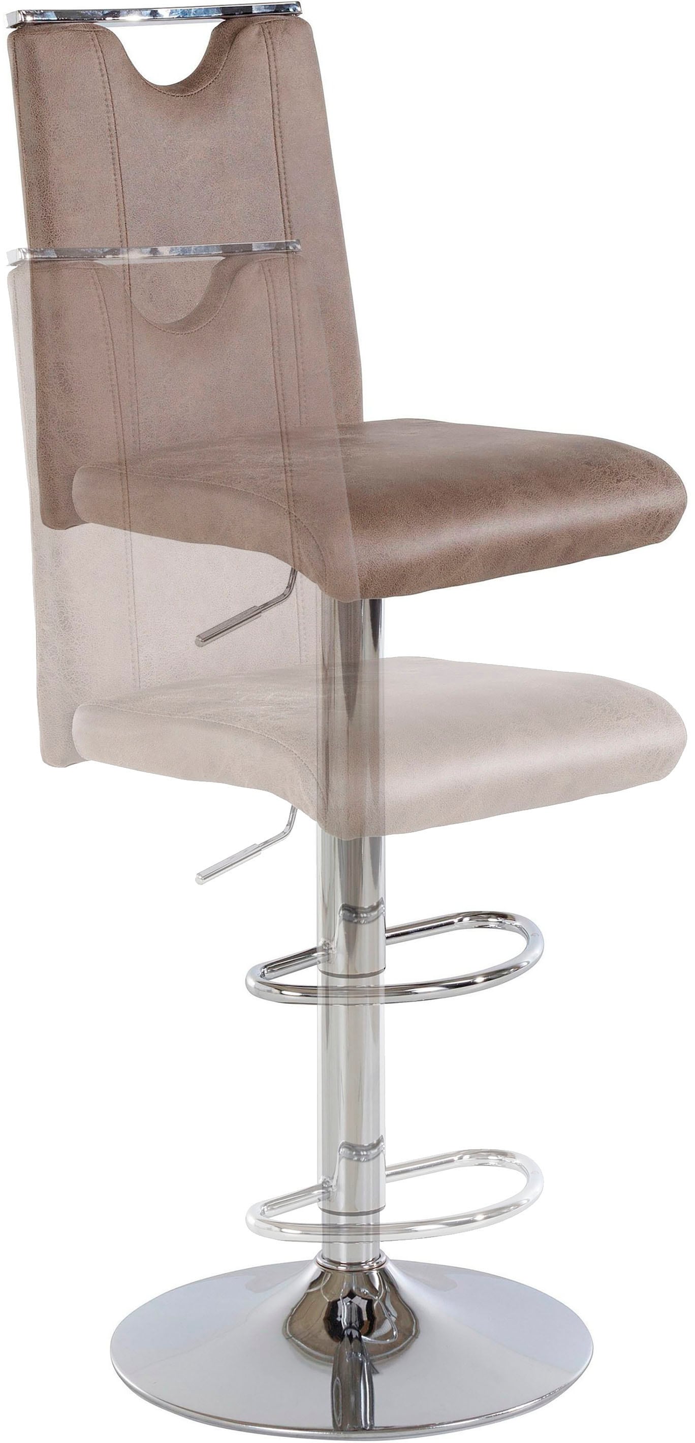 byLIVING Barhocker, (Set, 2er), (2 Stück), Bezug in Microfaser, Gestell stufenlos höhenverstellbar