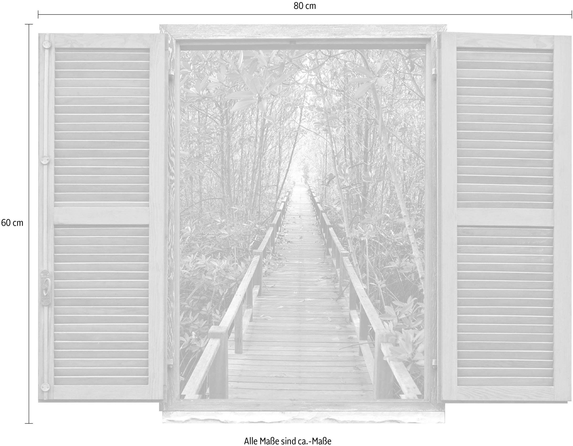 queence Wandtattoo »Brücke im Wald« Wandsticker, Wandbild, selbstklebend, 3D, Fenster