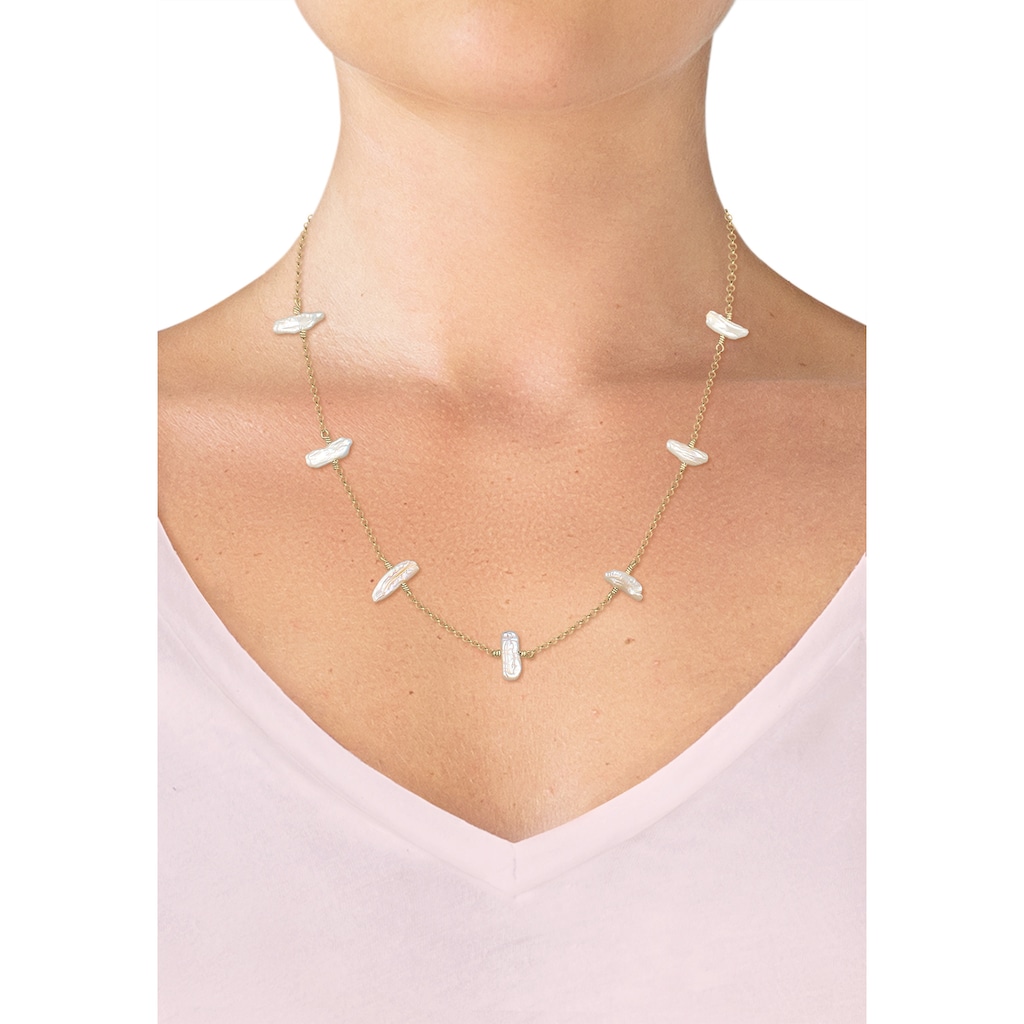Elli Perlenkette »Süßwasserzuchtperle Barock Natur Edel 925 Silber«